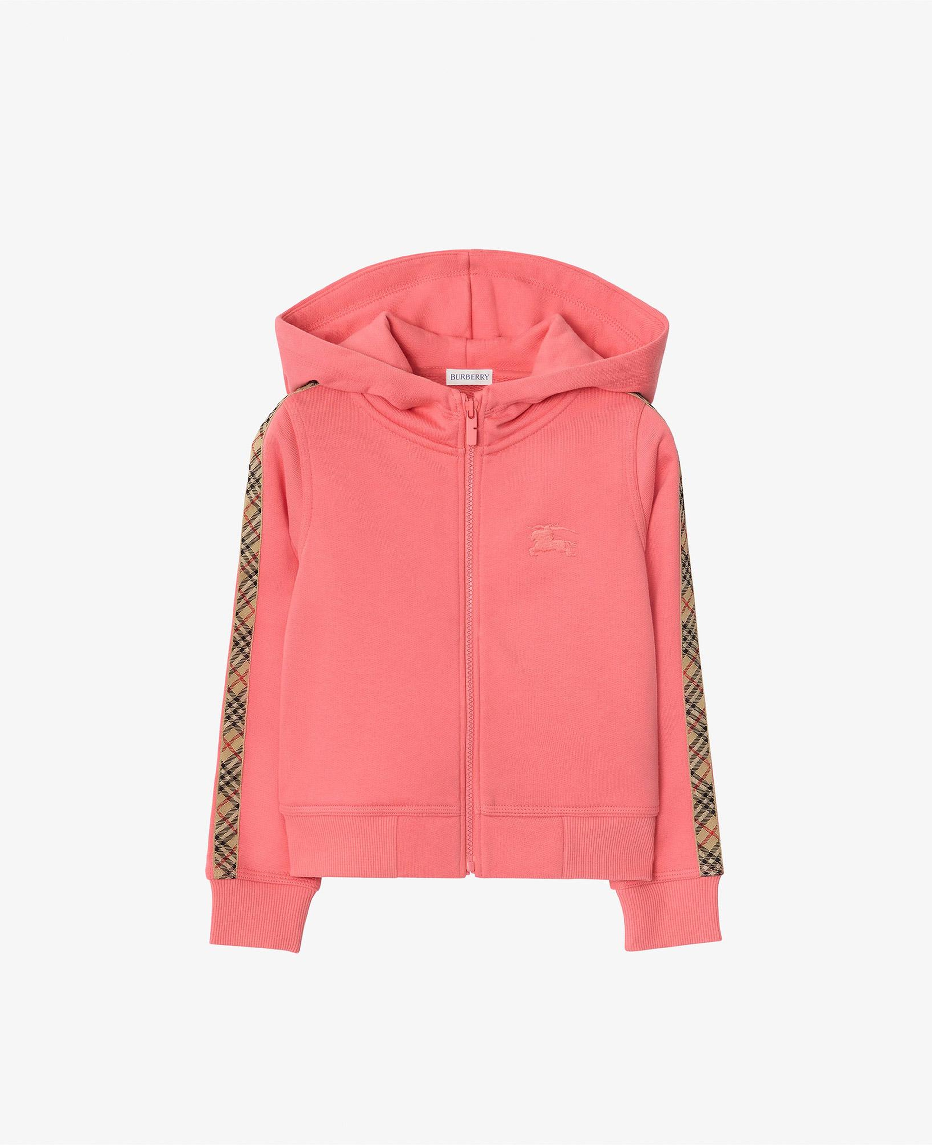 Burberry Check Trim Cotton Zip Çocuk Pembe Hoodie