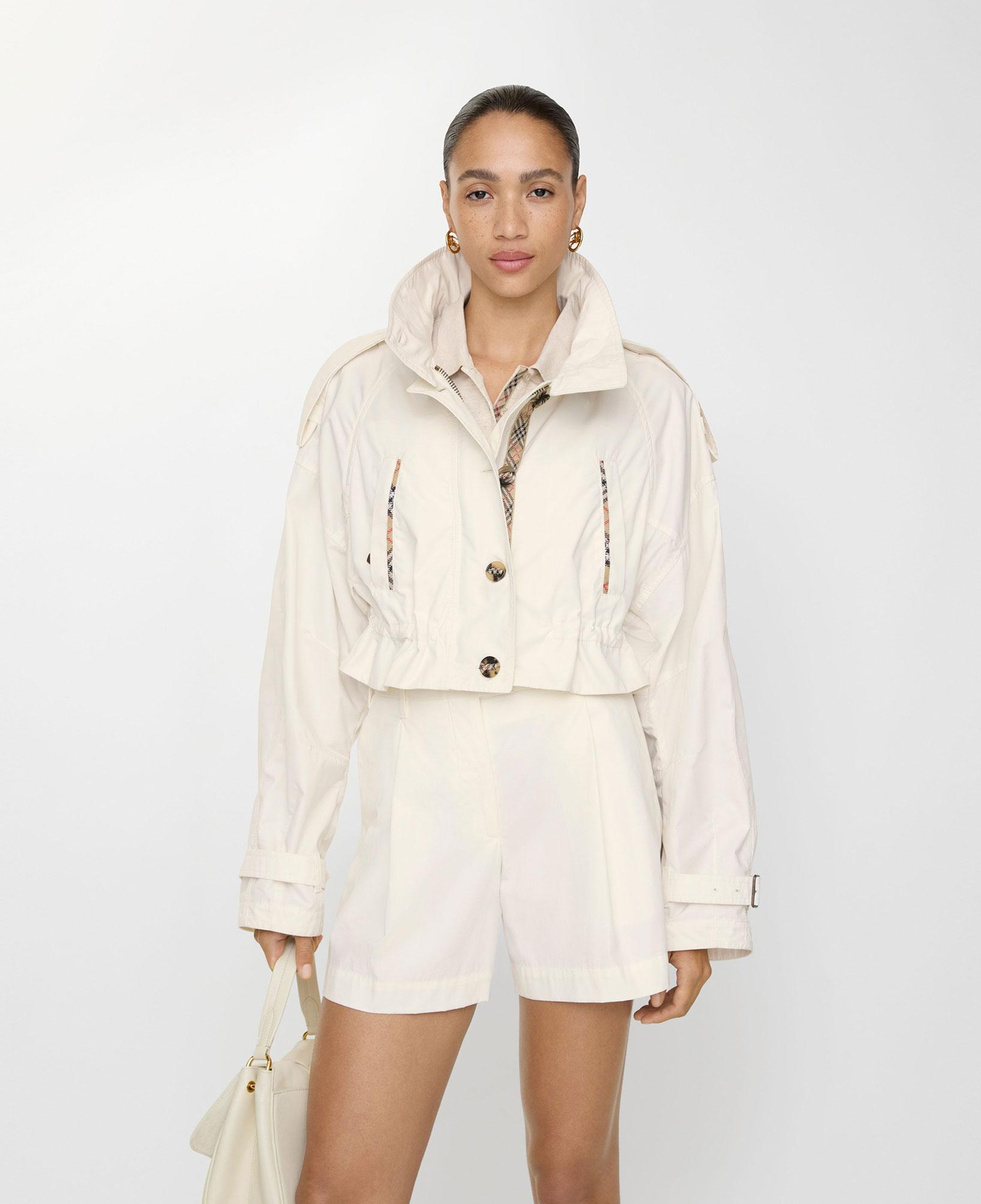 Burberry Cropped Cotton Ladymoor Kadın Beyaz Mont