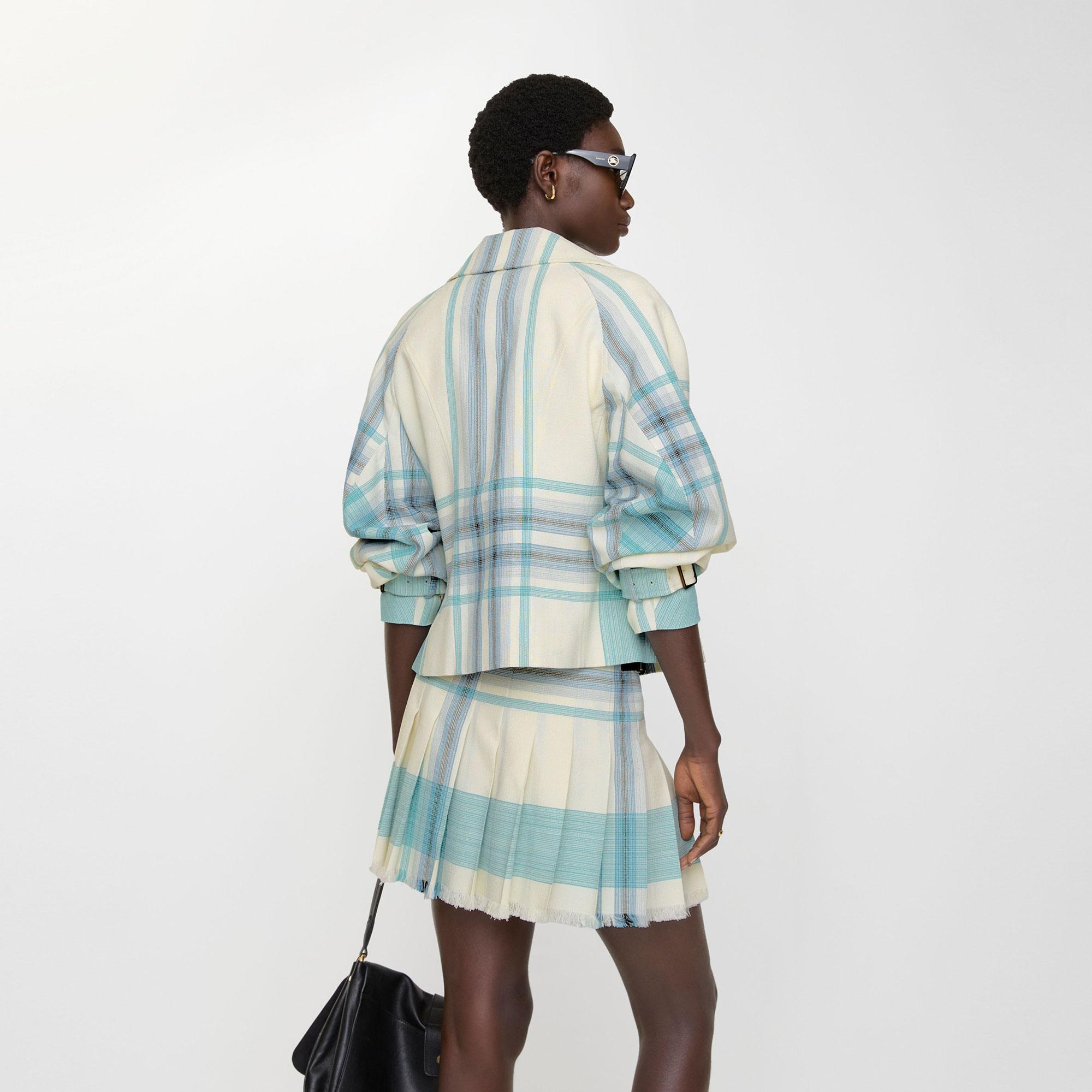 Burberry Cropped Check Ladybrook Kadın Mavi Mont