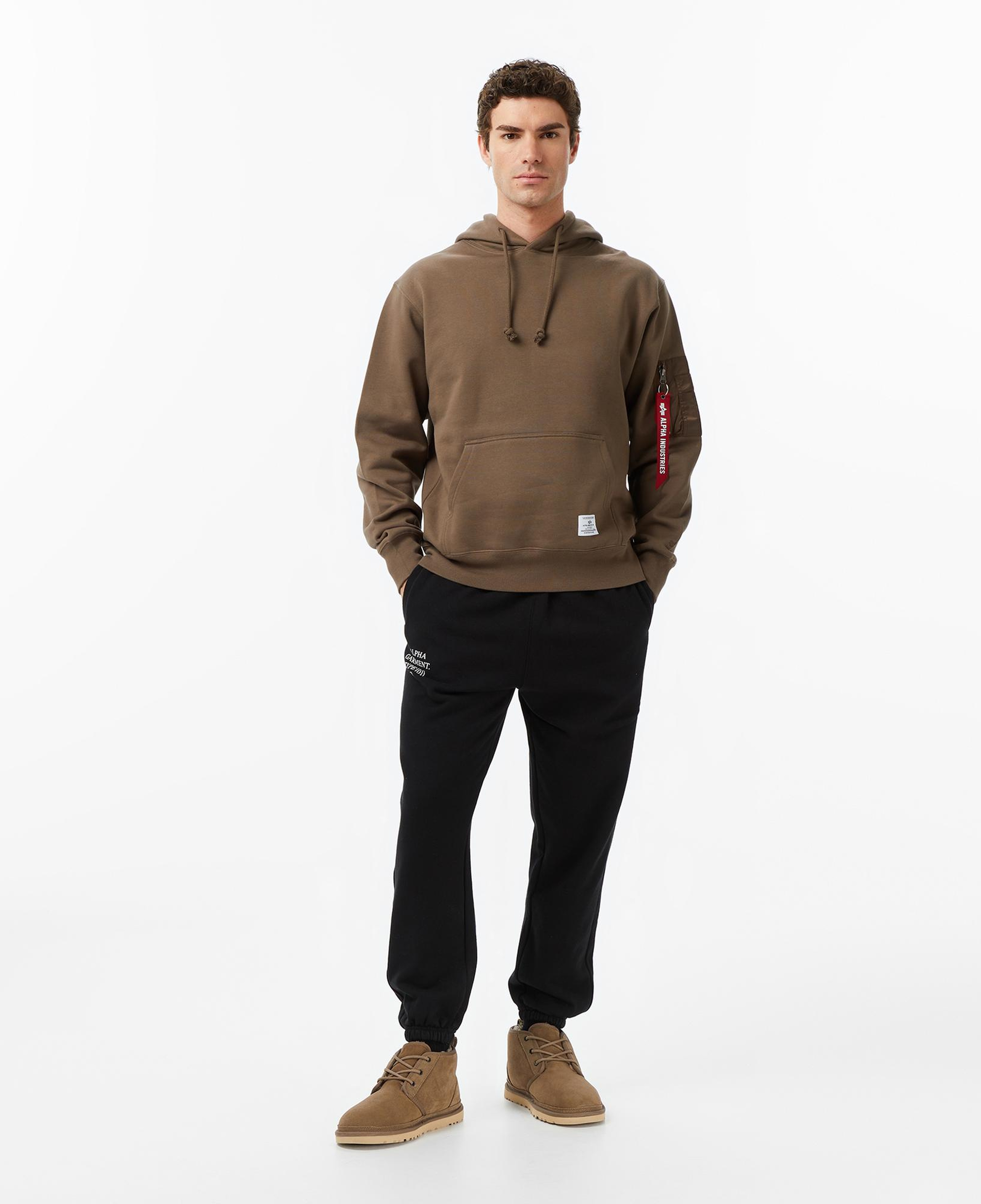 Alpha Industries Utility Pocket Erkek Kahverengi Hoodie