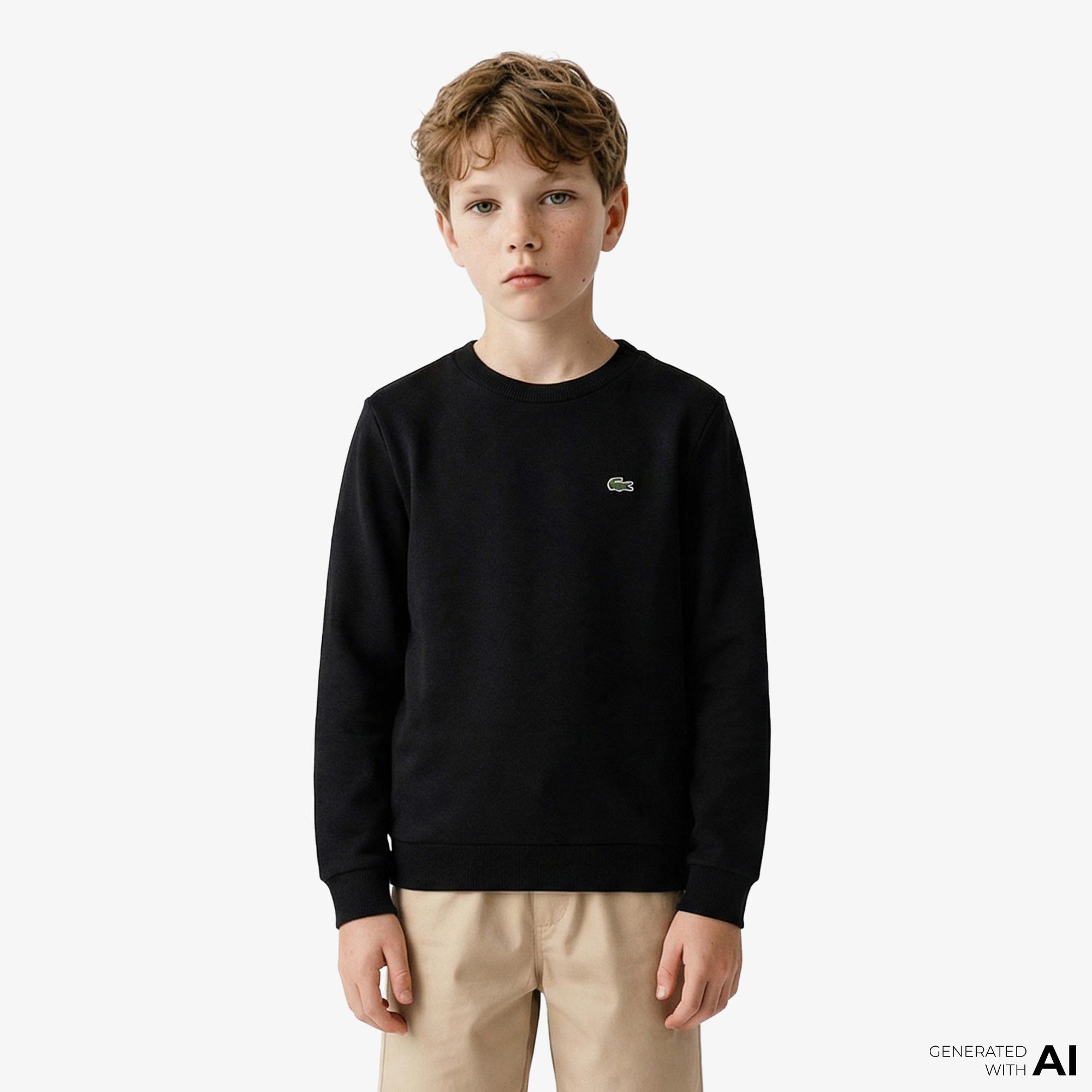 Lacoste Çocuk Bisiklet Yaka Siyah Sweatshirt