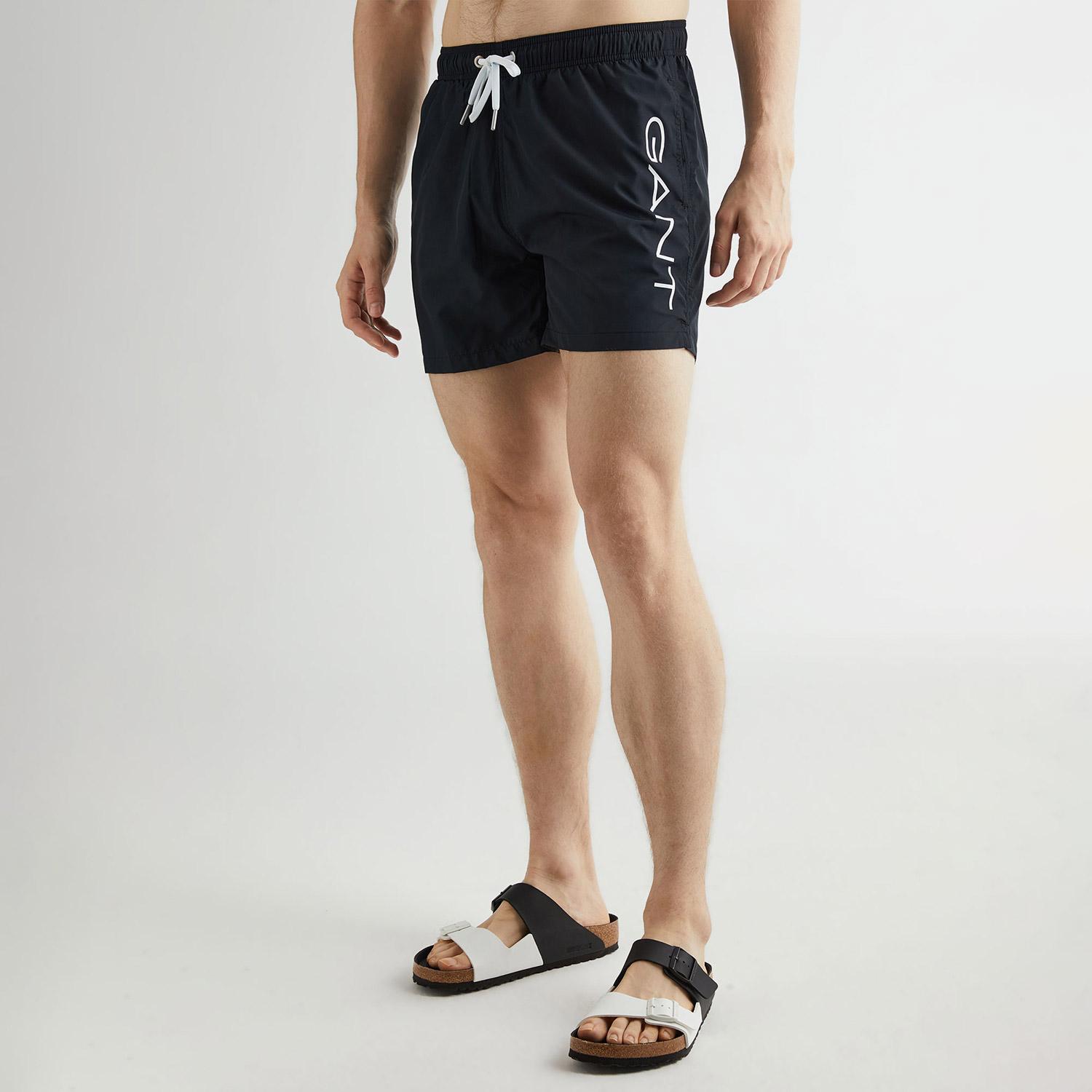 GANT Erkek Siyah Regular Fit Logolu Mayo Şort