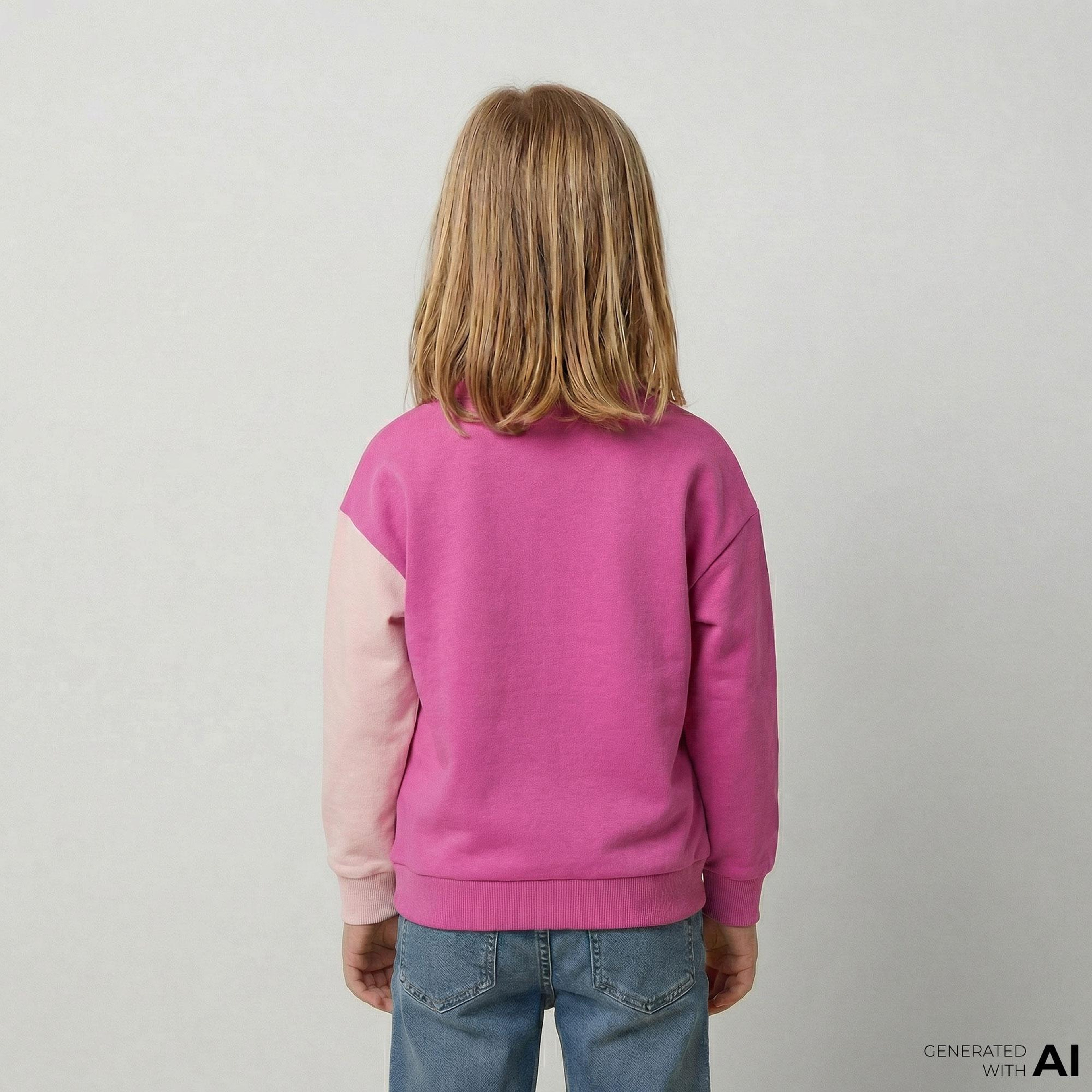 Lacoste Çocuk Bisiklet Yaka Renk Bloklu Pembe Sweatshirt