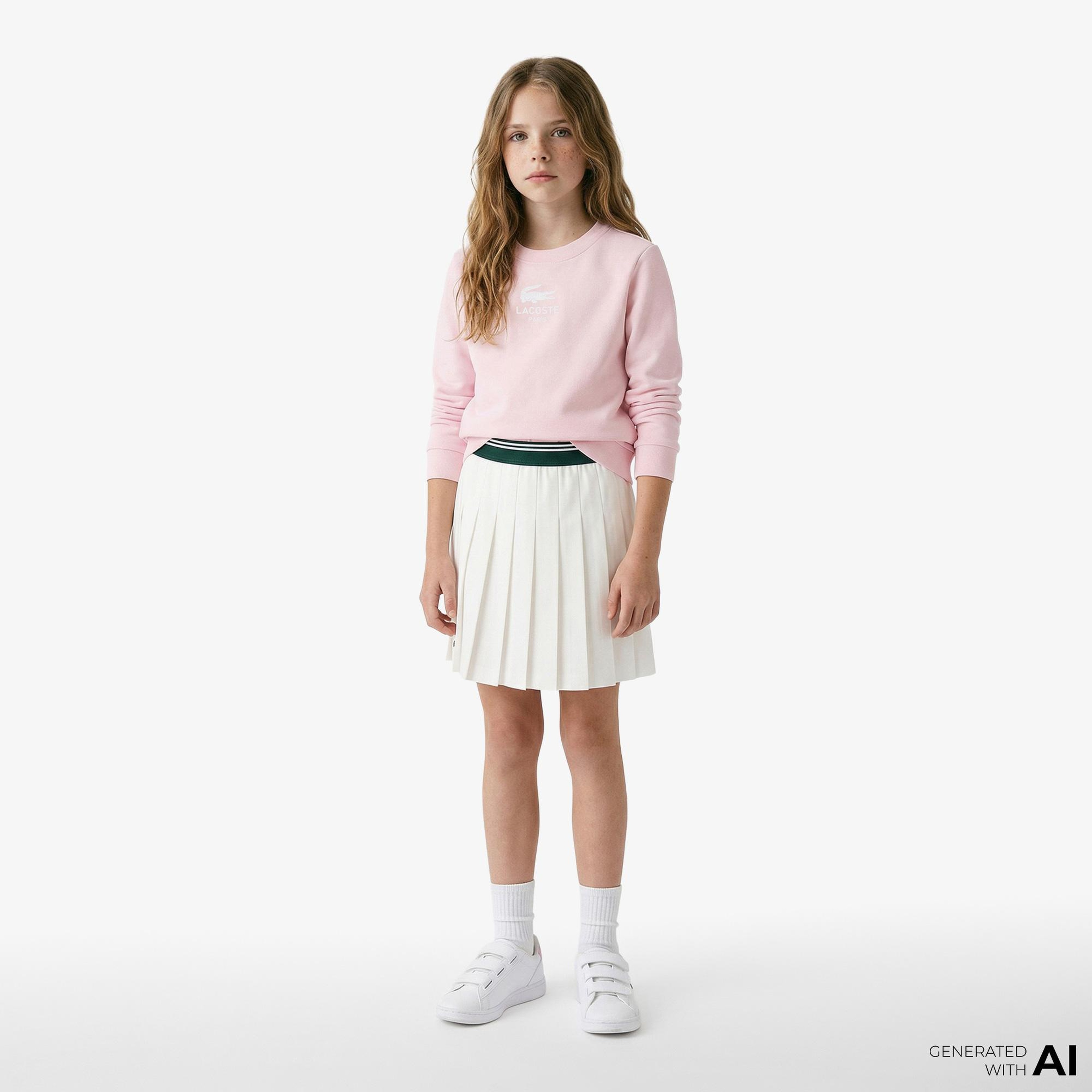 Lacoste Çocuk Bisiklet Yaka Açık Pembe Sweatshirt