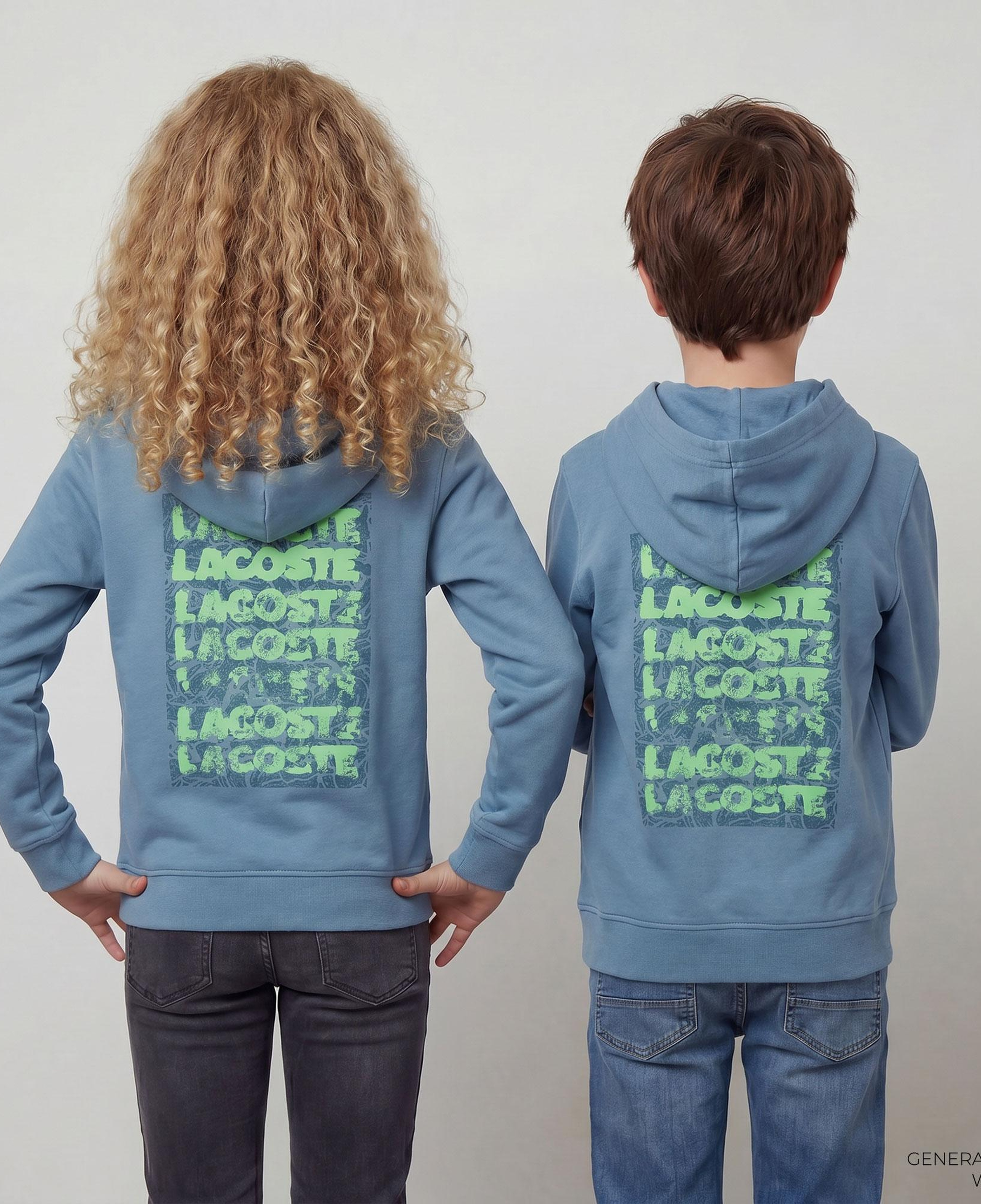 Lacoste Çocuk Kapüşonlu Baskılı Mavi Sweatshirt