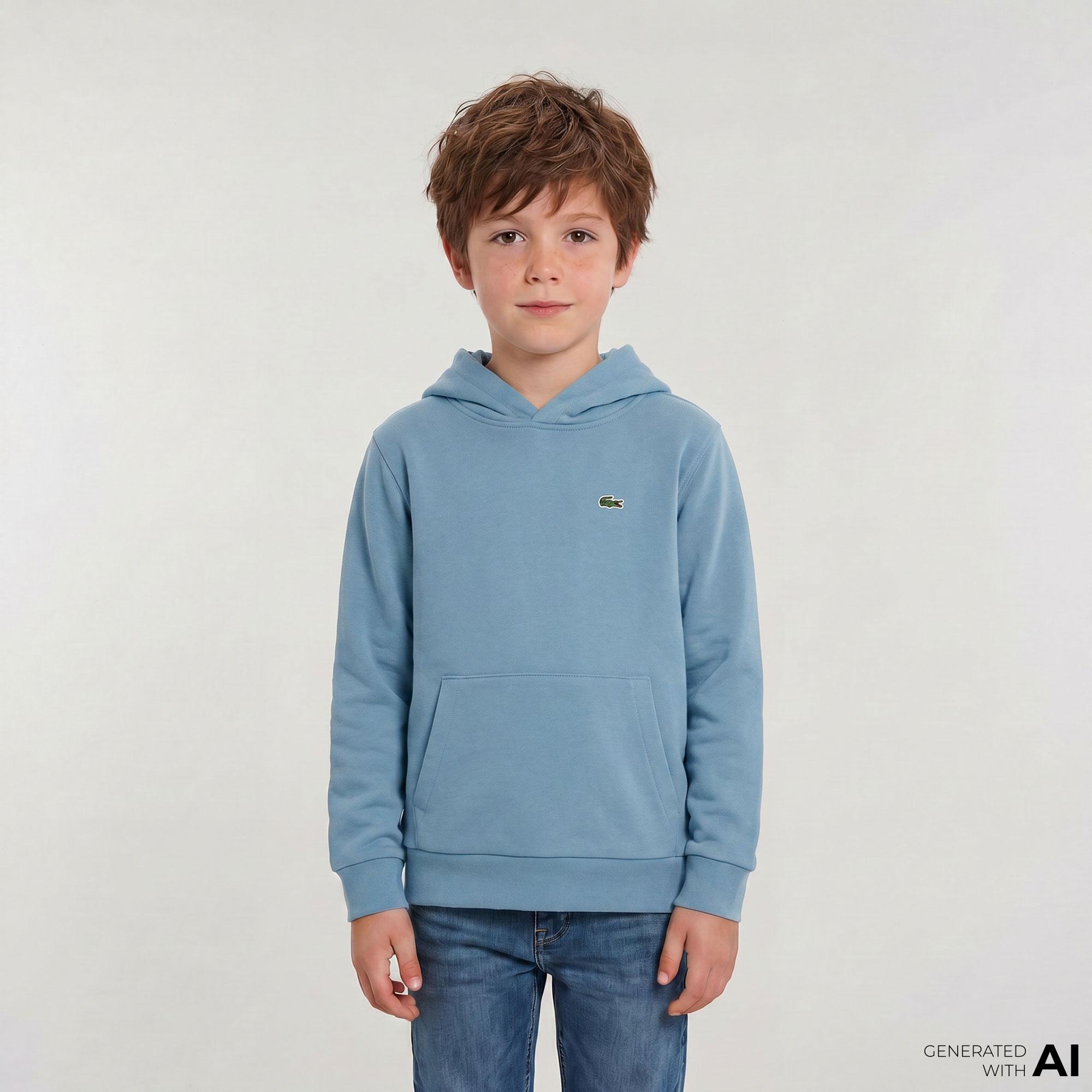Lacoste Çocuk Kapüşonlu Baskılı Mavi Sweatshirt