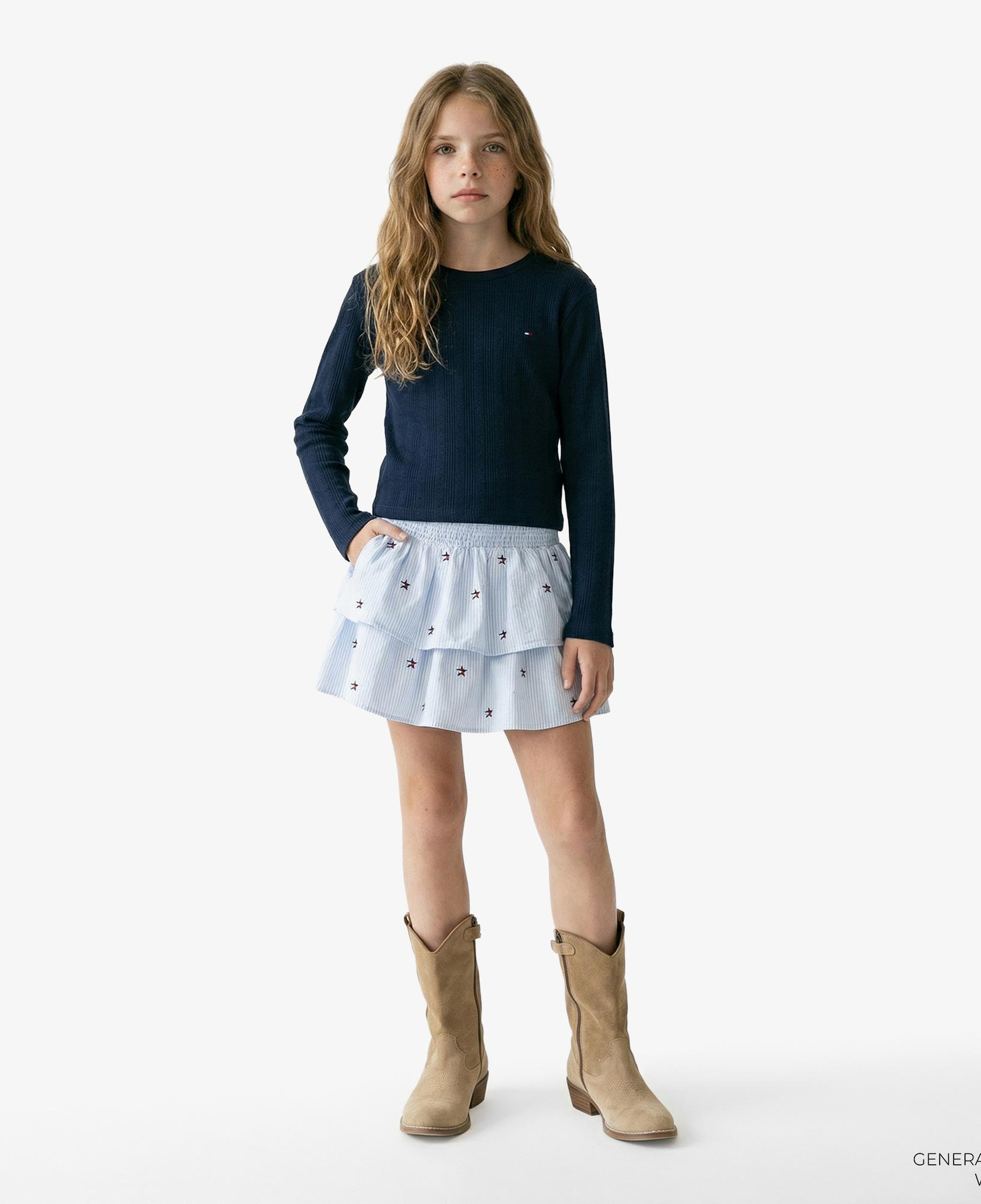 Tommy Hilfiger Pointelle Çocuk Top Lacivert Sweatshirt