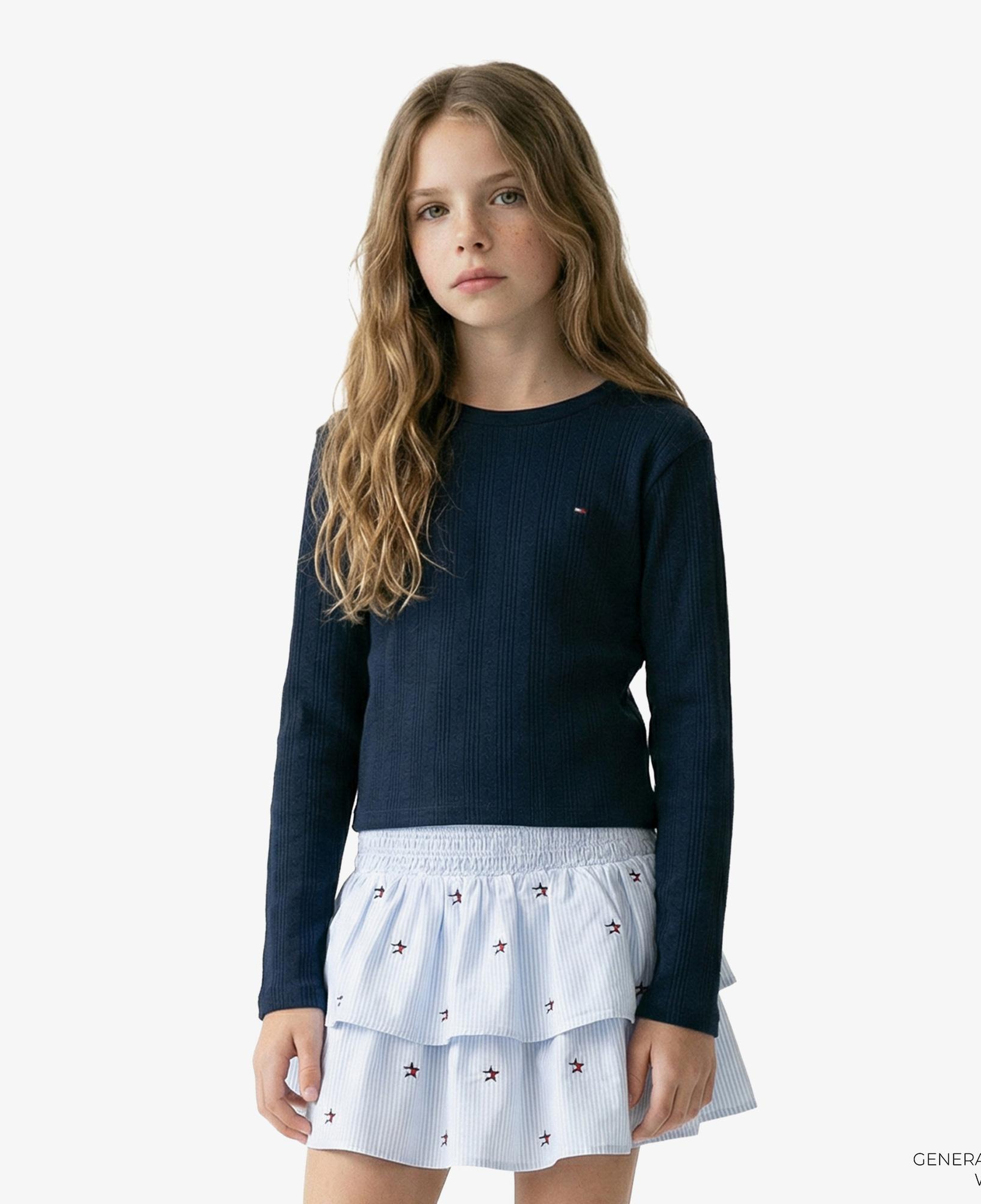 Tommy Hilfiger Pointelle Çocuk Top Lacivert Sweatshirt