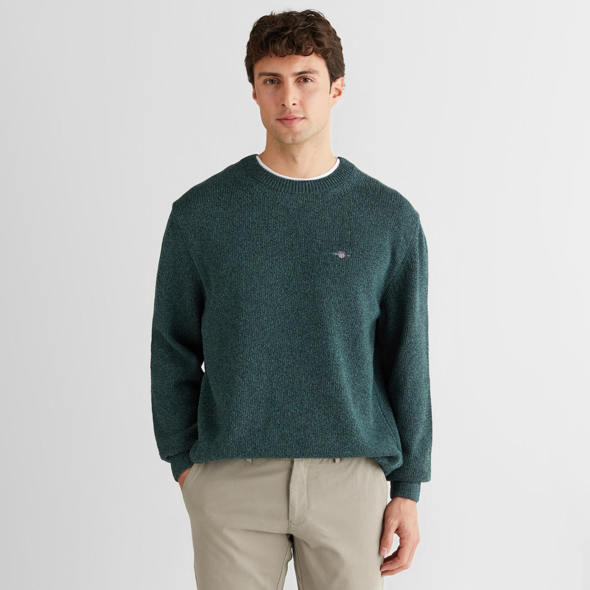 GANT Erkek Yeşil Relaxed Fit Bisiklet Yaka Triko