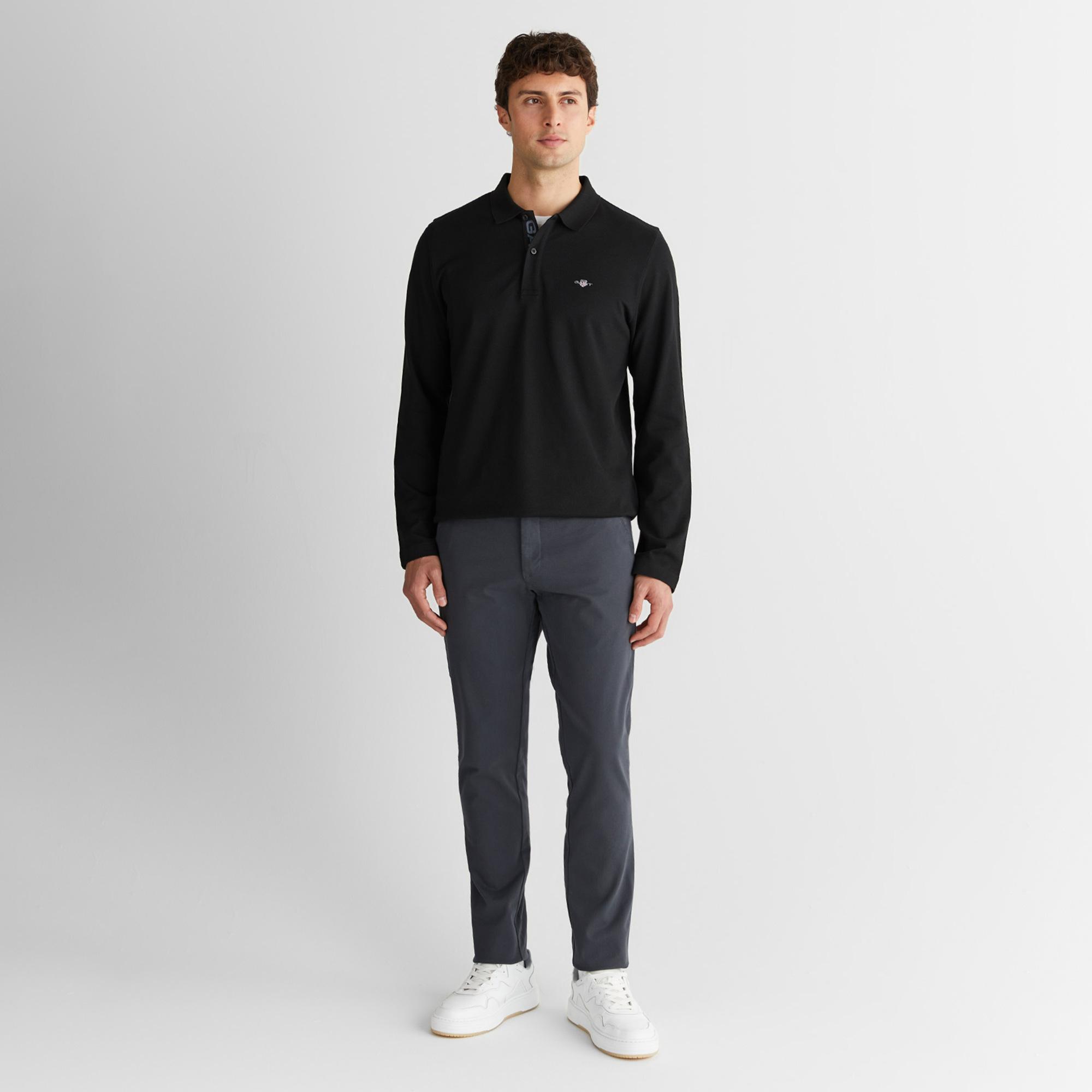 GANT Erkek Siyah Regular Fit Polo Yaka Polo