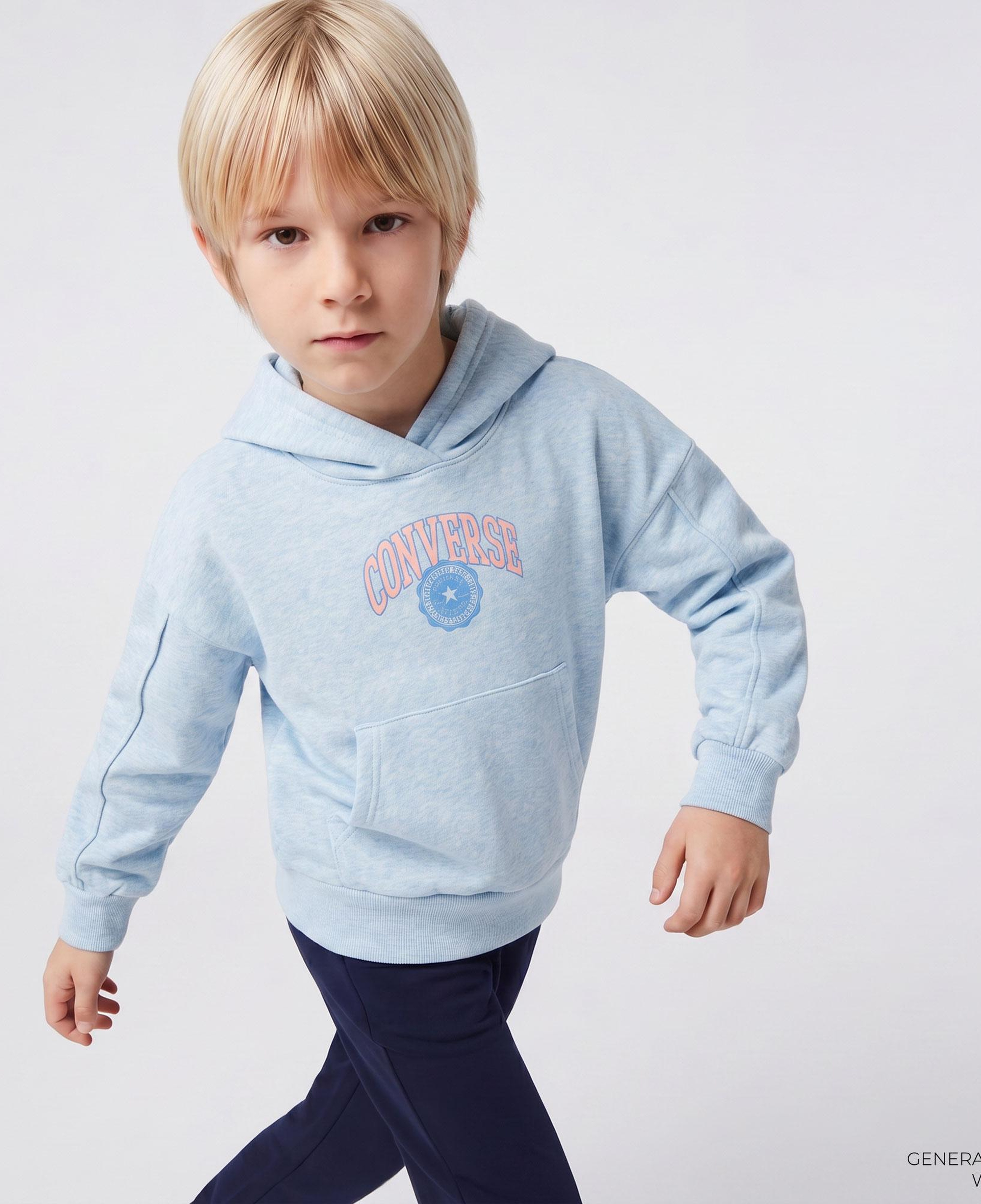 Converse Oversized Chuck Patch Çocuk Mavi Hoodie