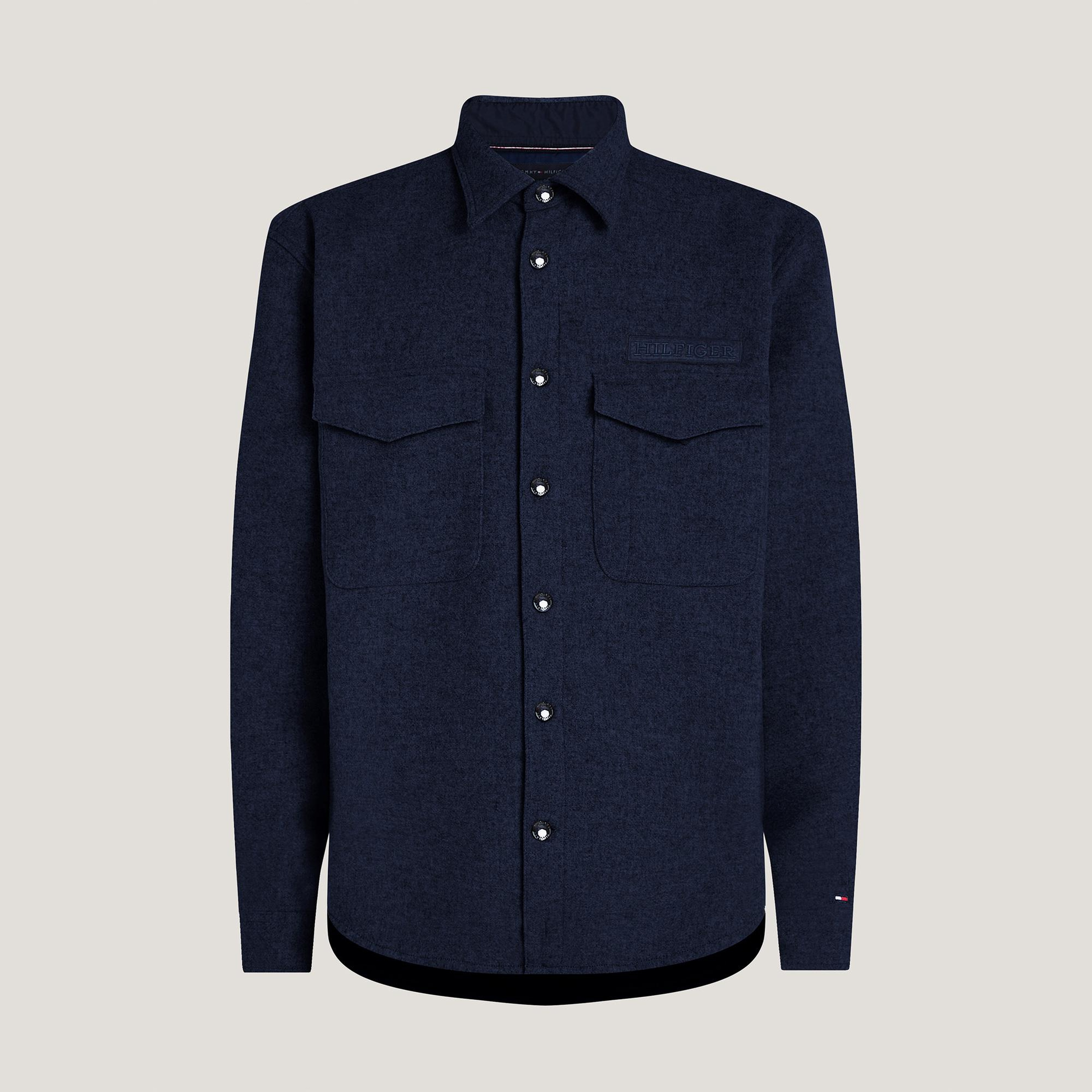 Tommy Hilfiger Brushed Solid Overshirt Erkek Mavi Gömlek