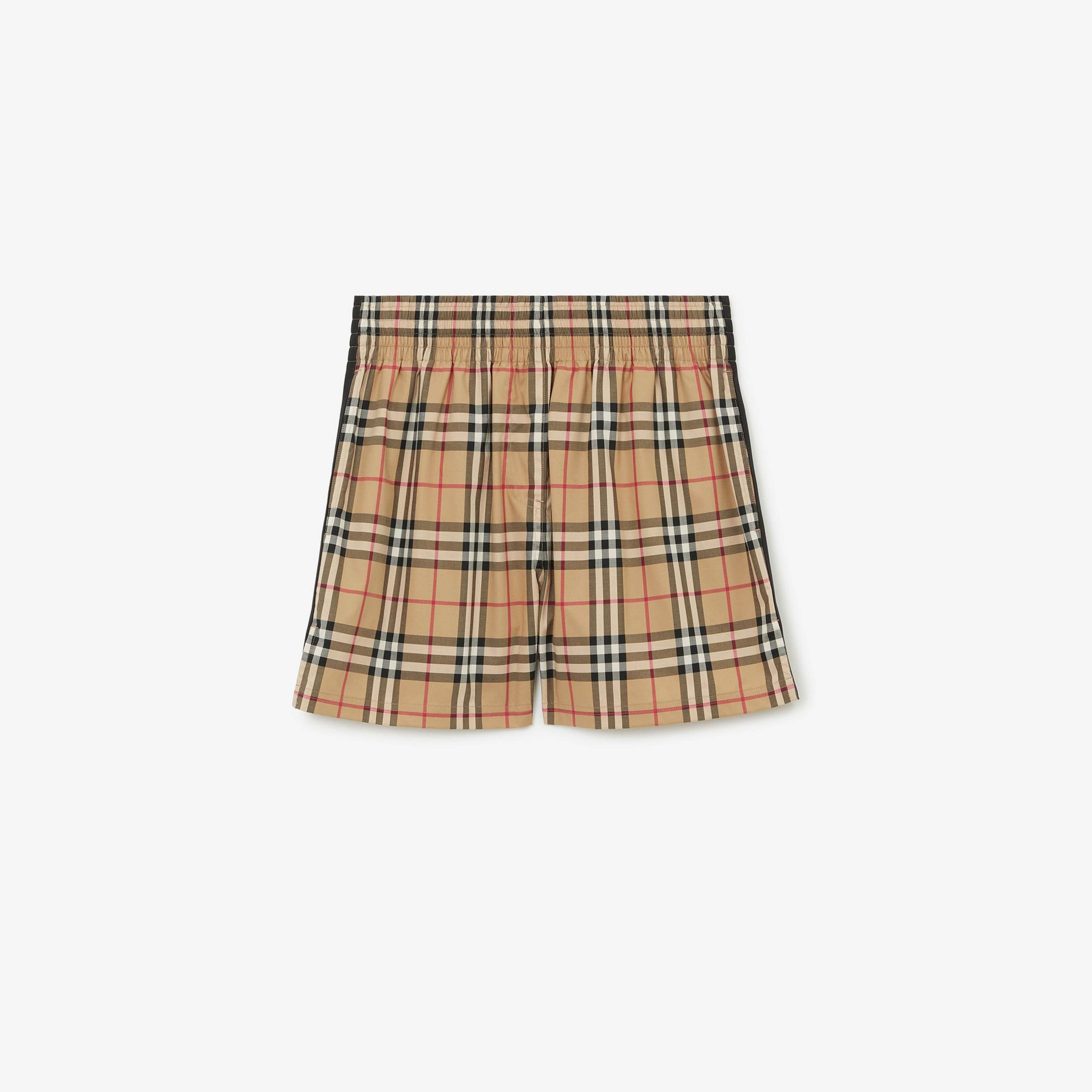 Burberry Check Stretch Pamuk Kadın Bej Şort