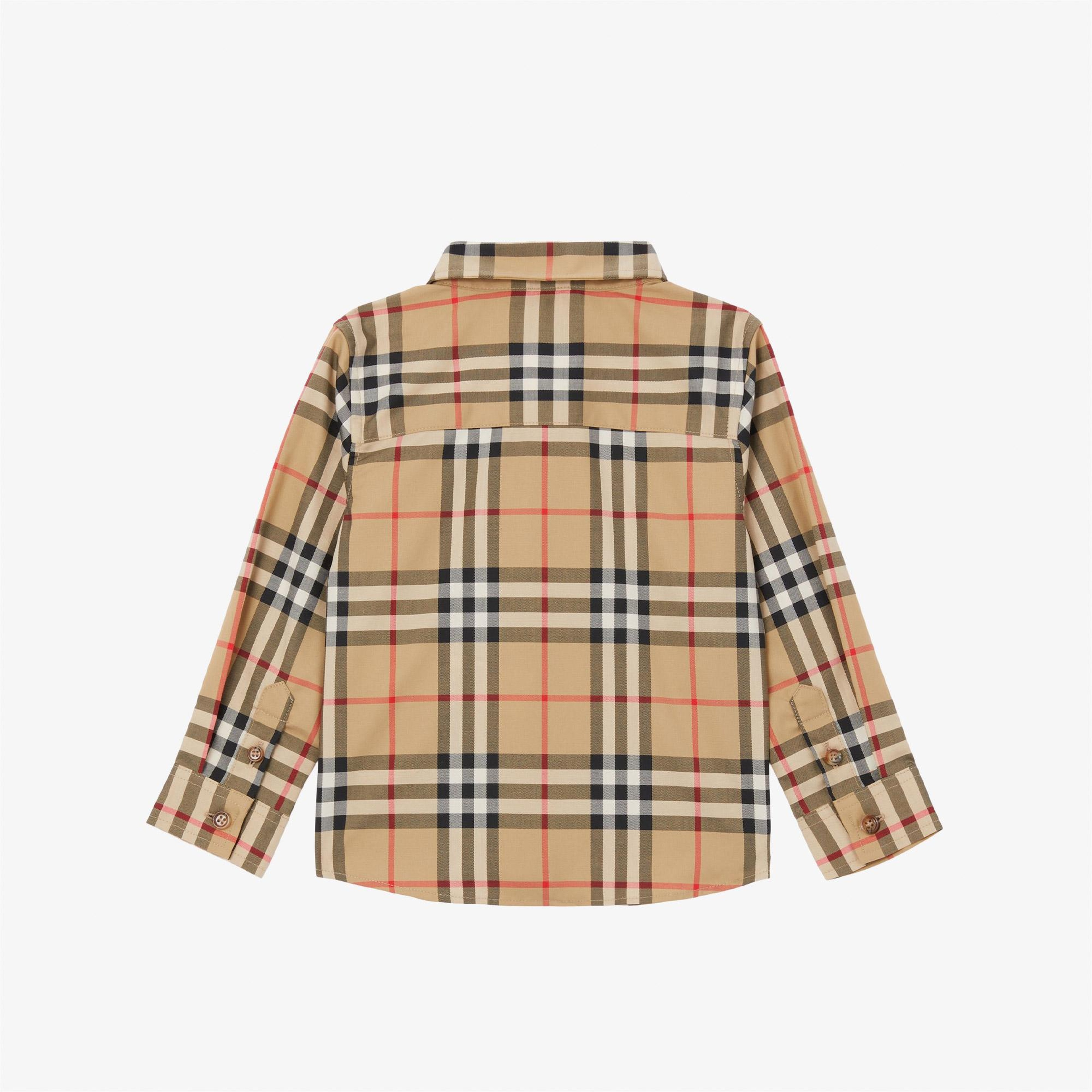 Burberry Owen Vintage Stretch Cotton Çocuk Bej Gömlek