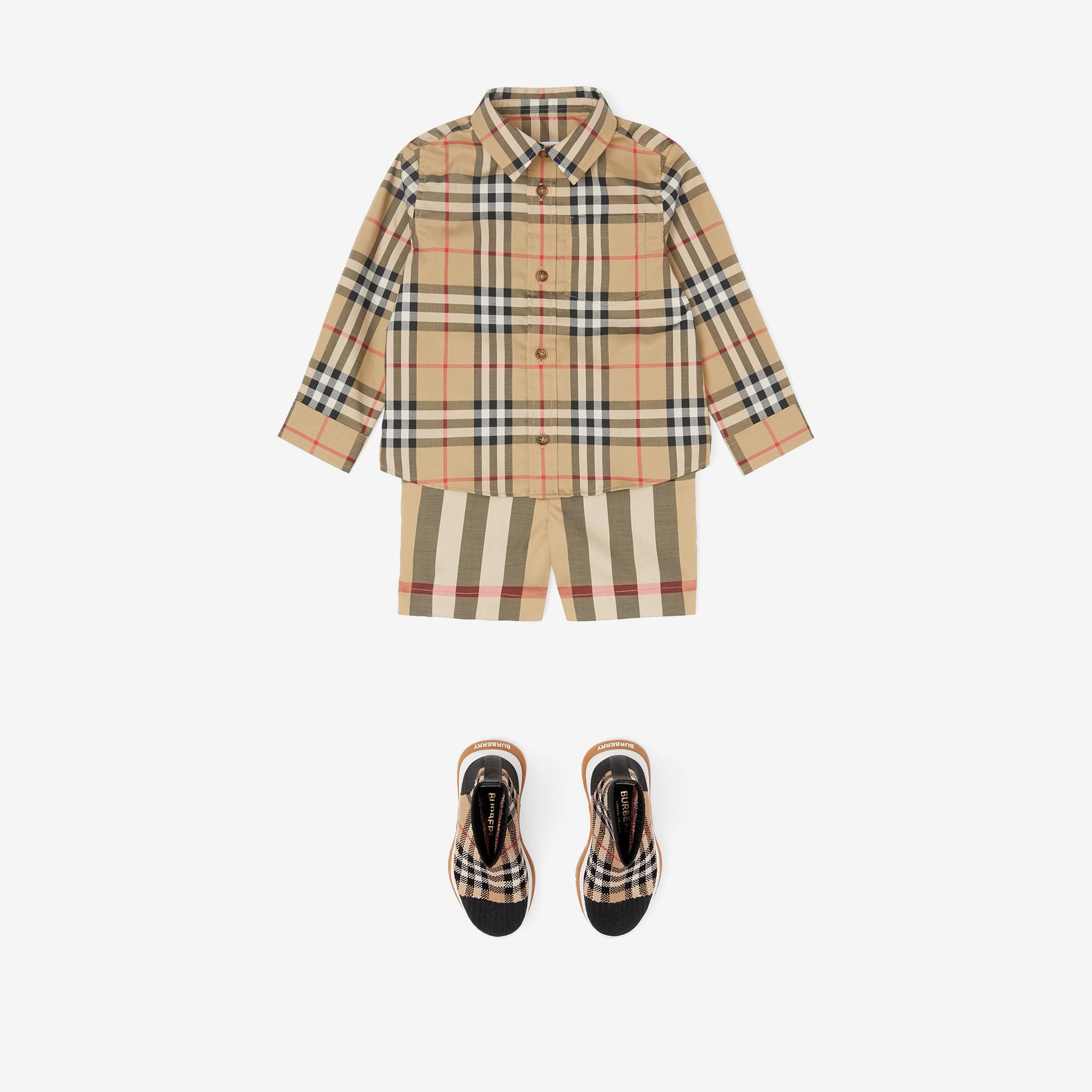 Burberry Owen Vintage Stretch Cotton Çocuk Bej Gömlek