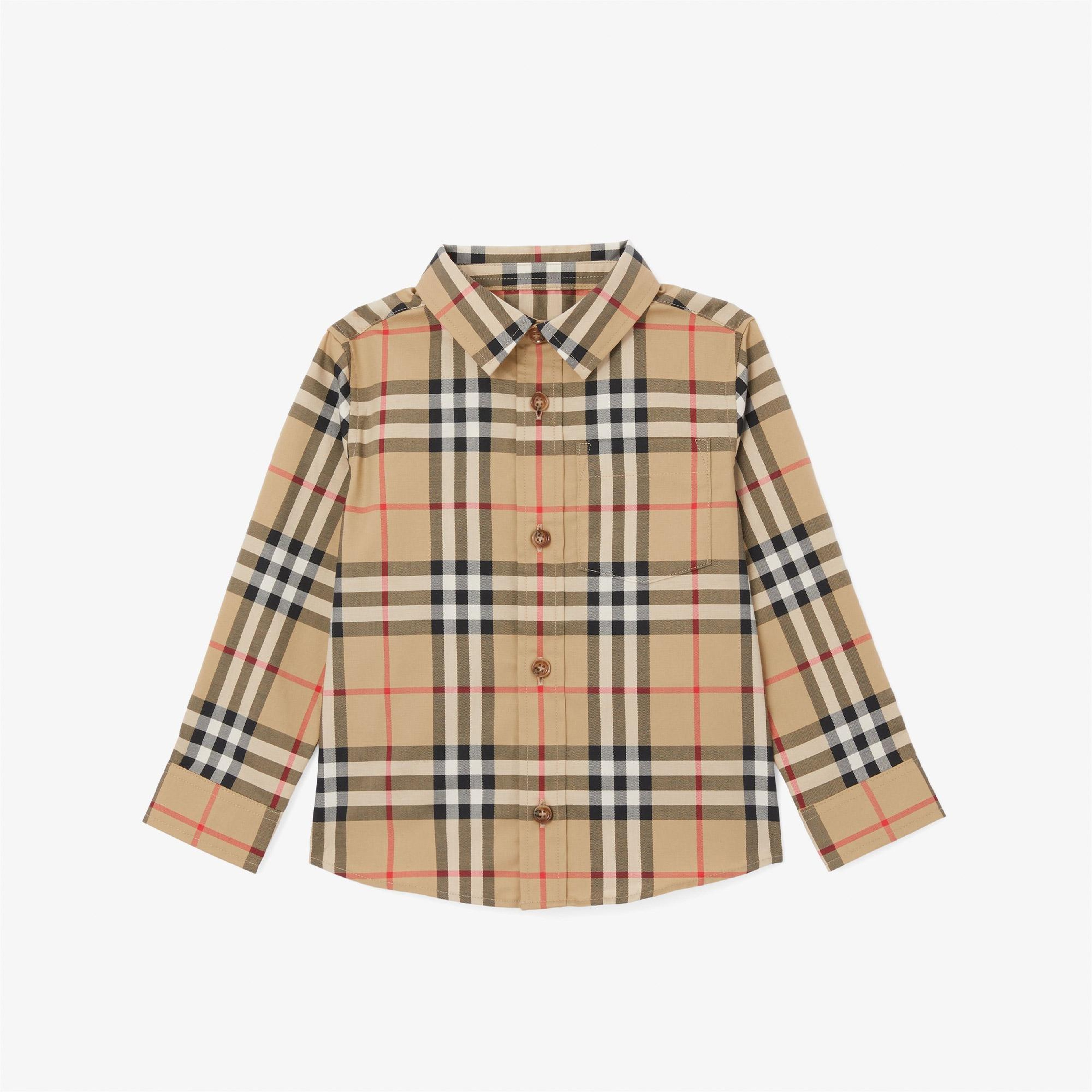 Burberry Owen Vintage Stretch Cotton Çocuk Bej Gömlek