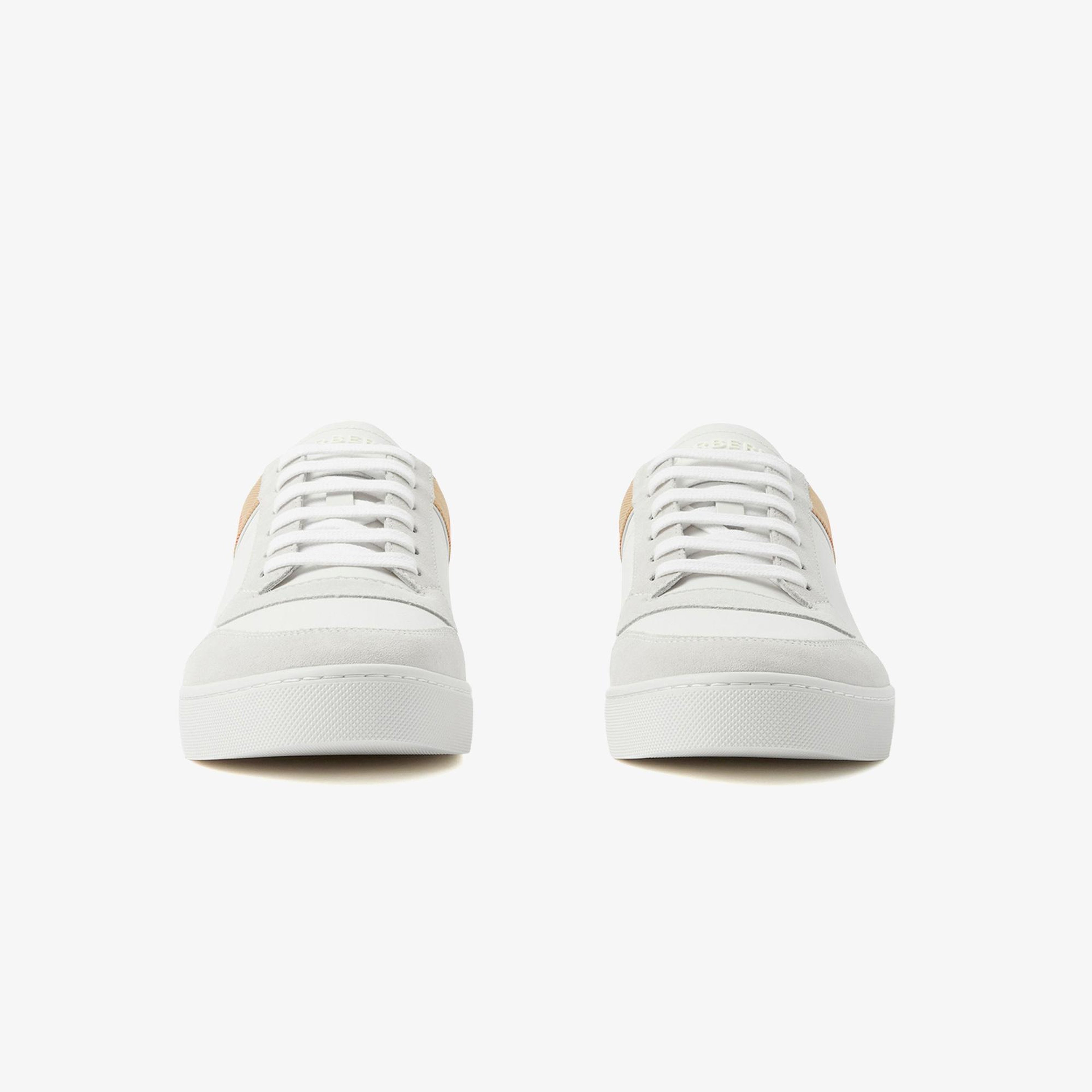 Burberry New Reeth Low Leather Suede And House Cotton Erkek Beyaz Sneaker