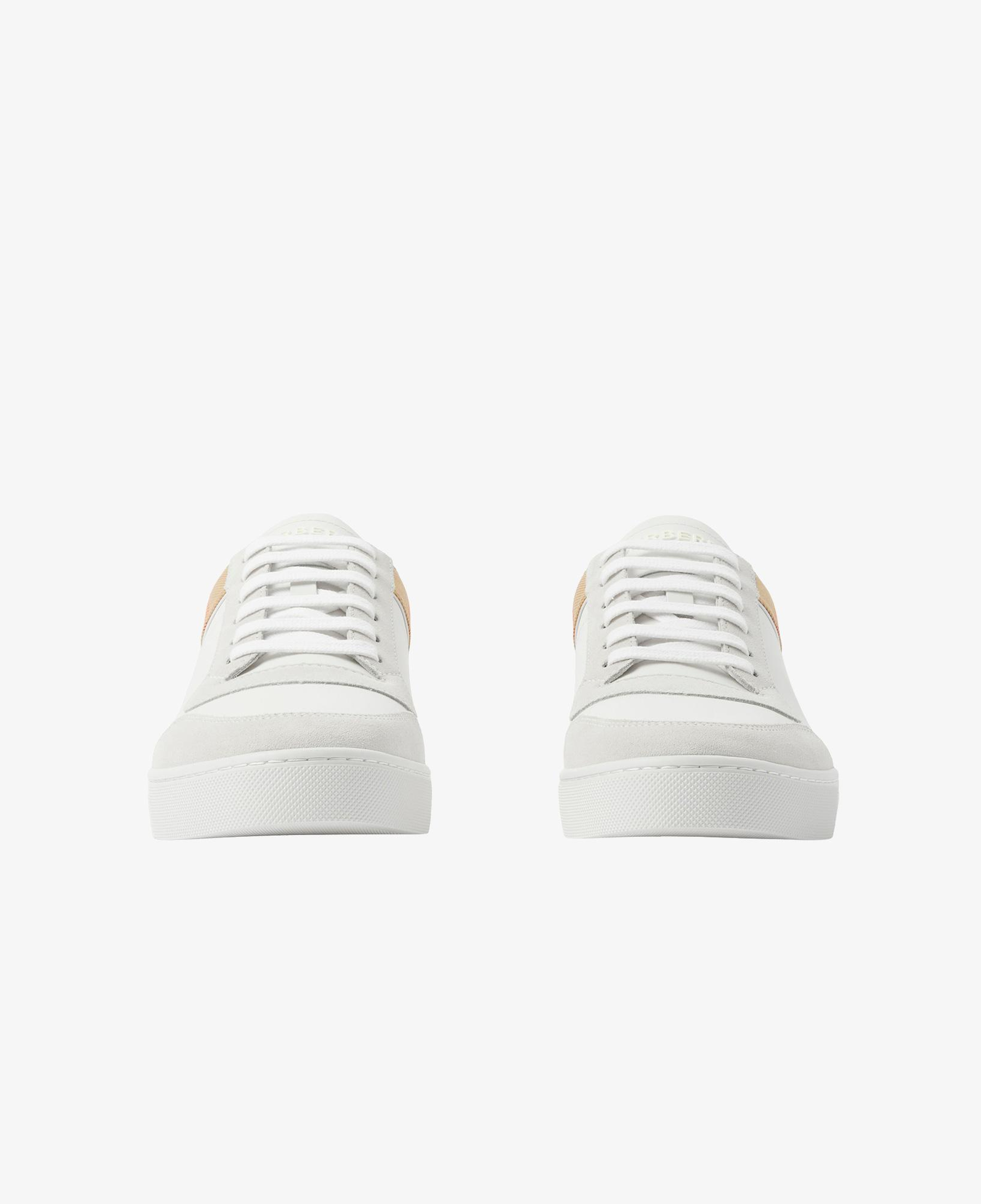 Burberry New Reeth Low Leather Suede And House Cotton Erkek Beyaz Sneaker