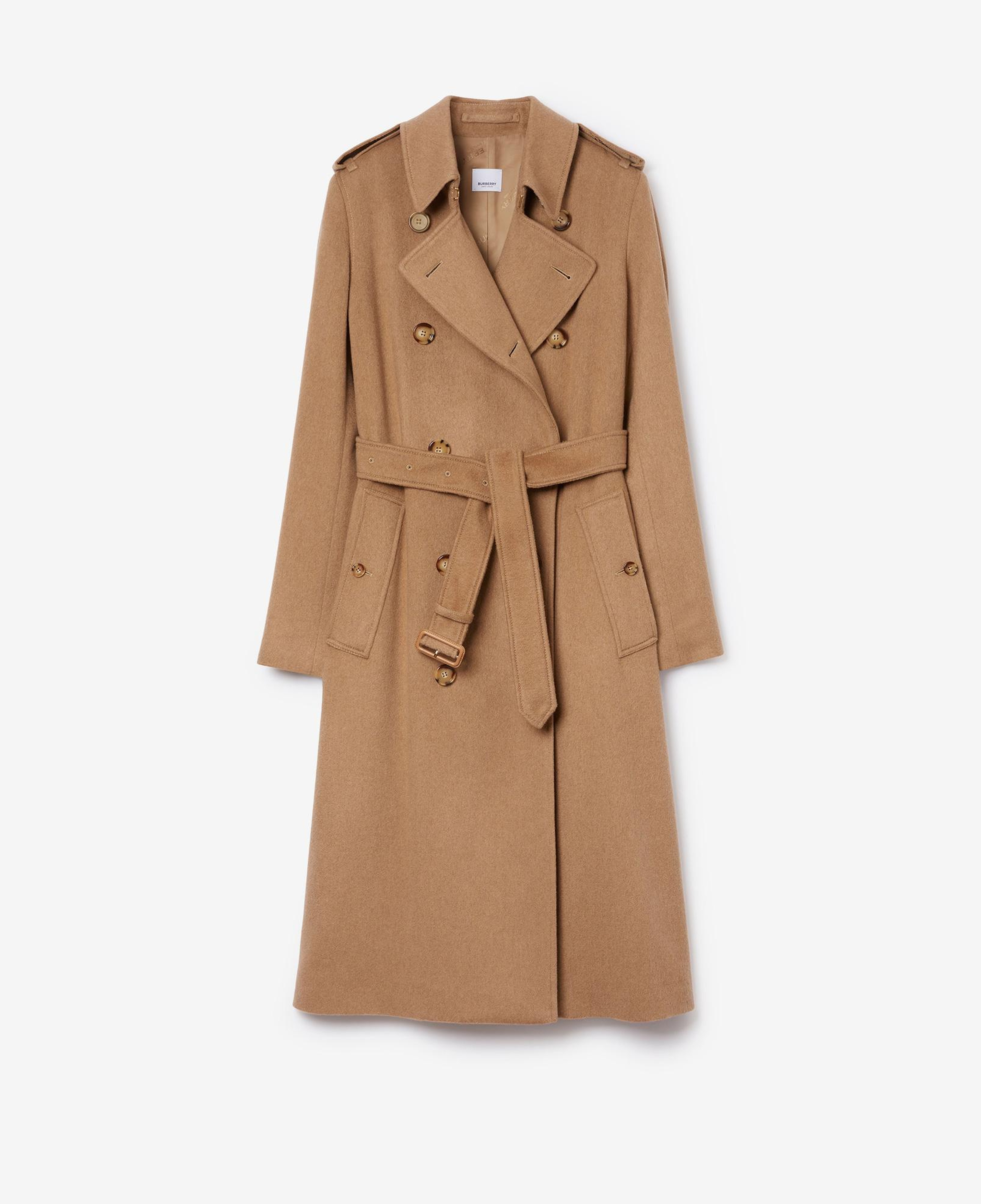 Burberry Long Kaşmir Karışımlı Kensington Trench Kadın Bej Trençkot