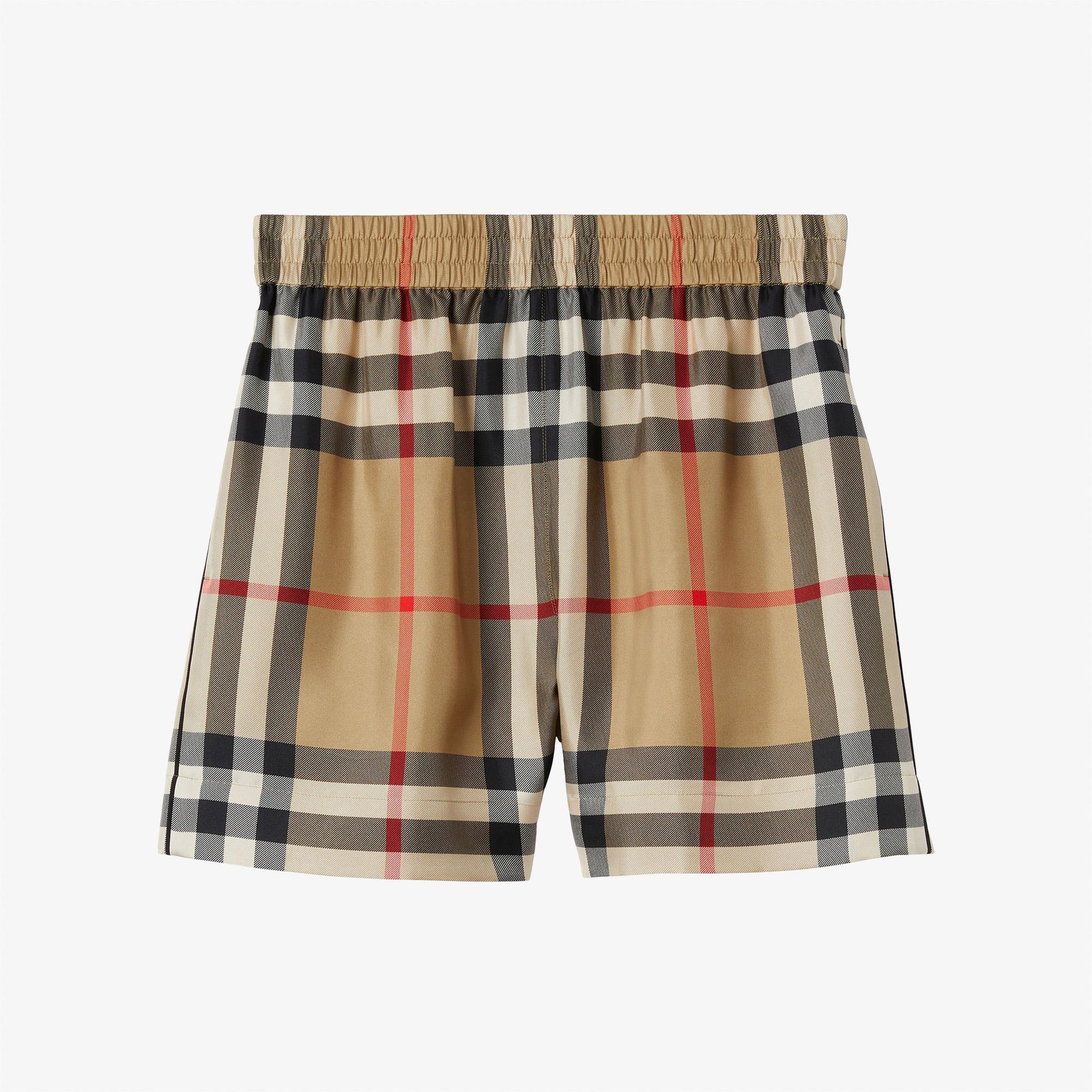Burberry Check İpek Kadın Bej Şort