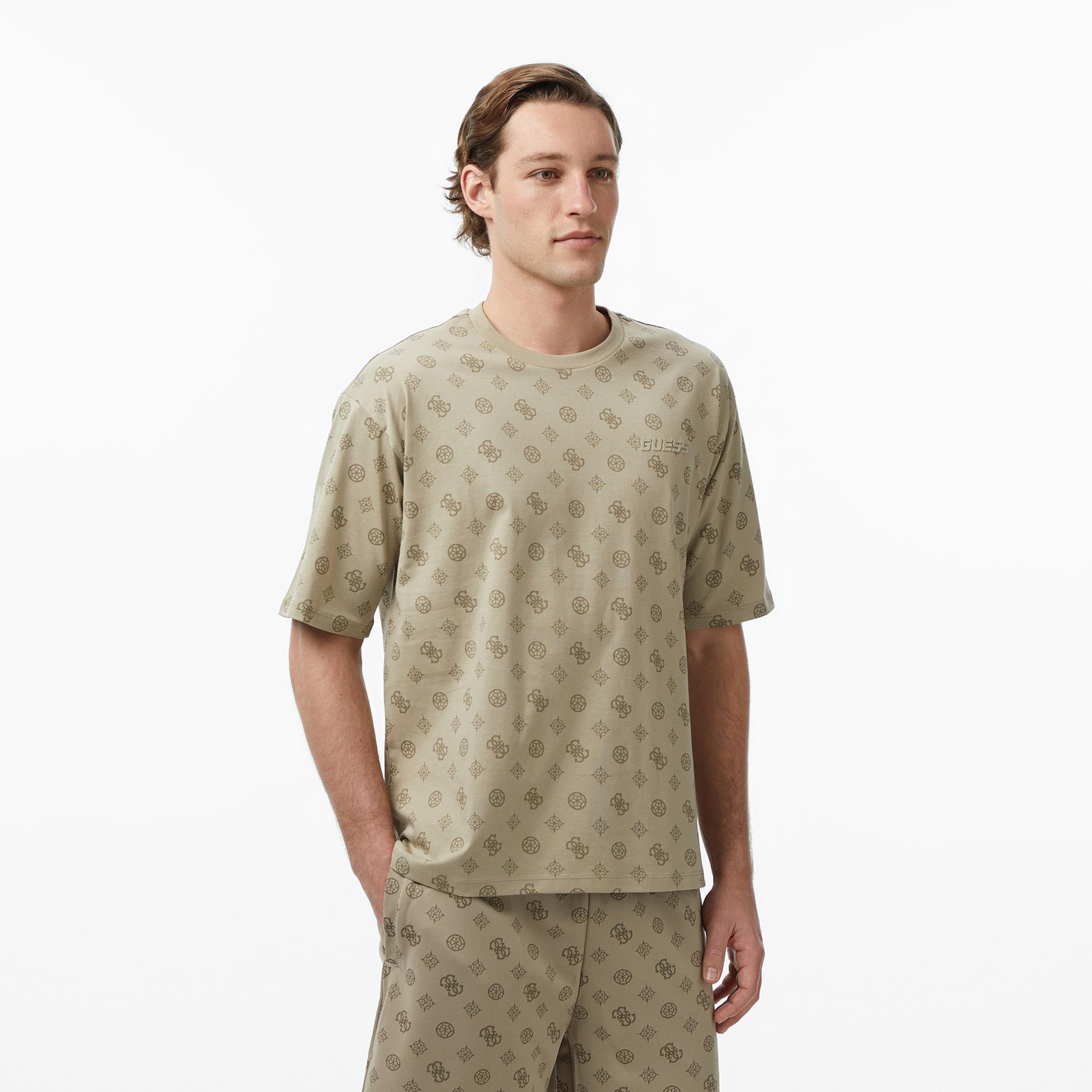 Guess Ovidio Aktif Oversize Fit Erkek Bej T-Shirt