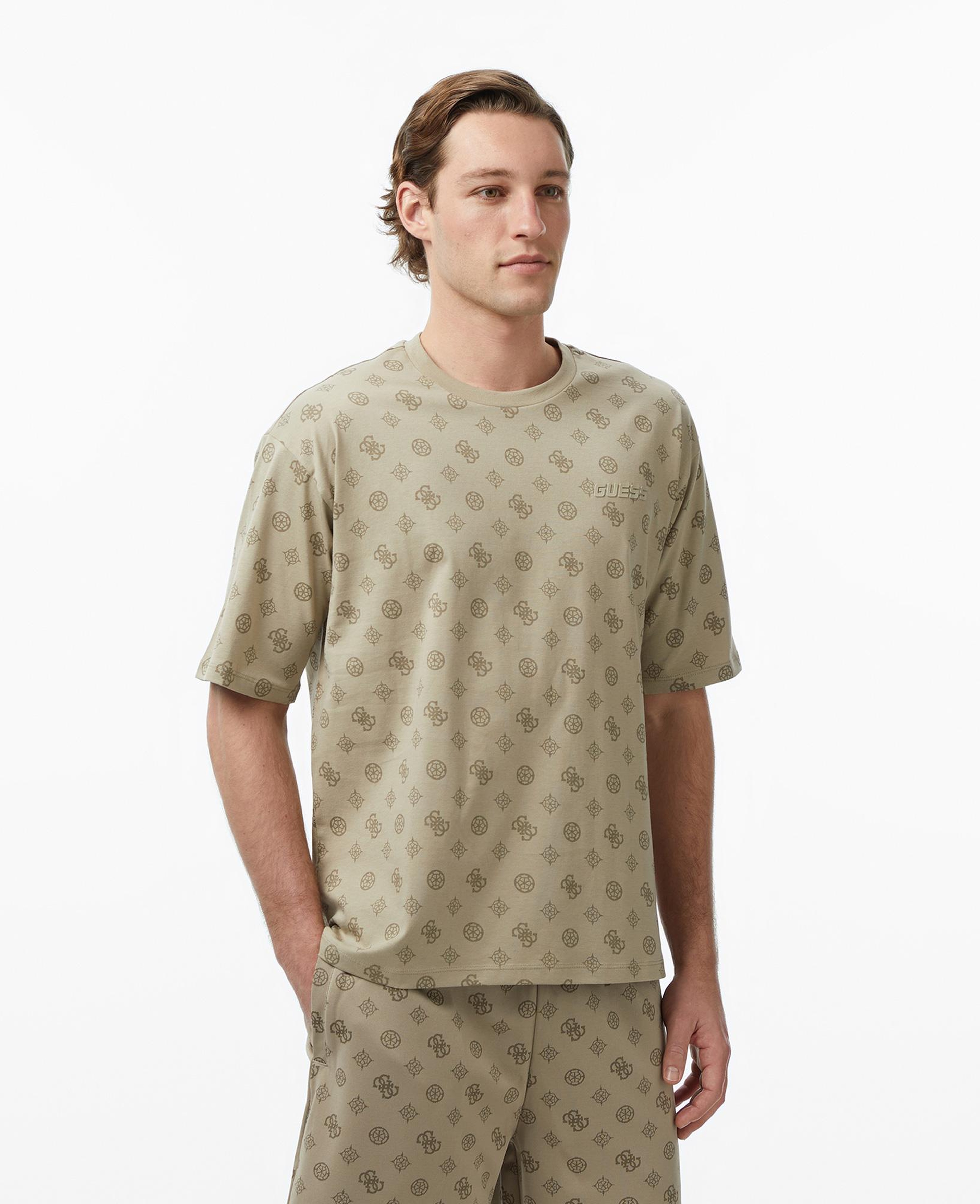 Guess Ovidio Aktif Oversize Fit Erkek Bej T-Shirt