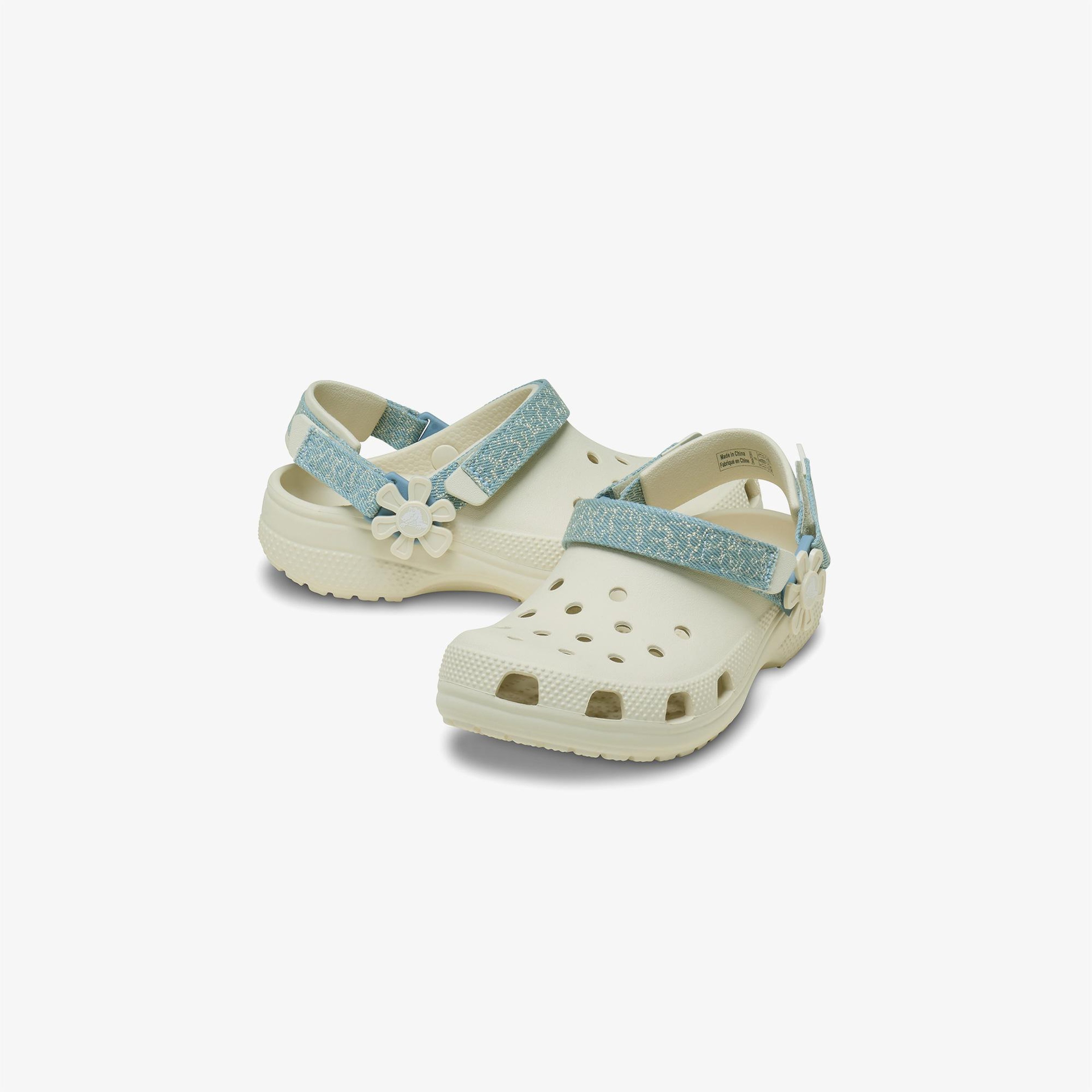 Crocs Classic Flower Backstrap Çocuk Krem Rengi Terlik