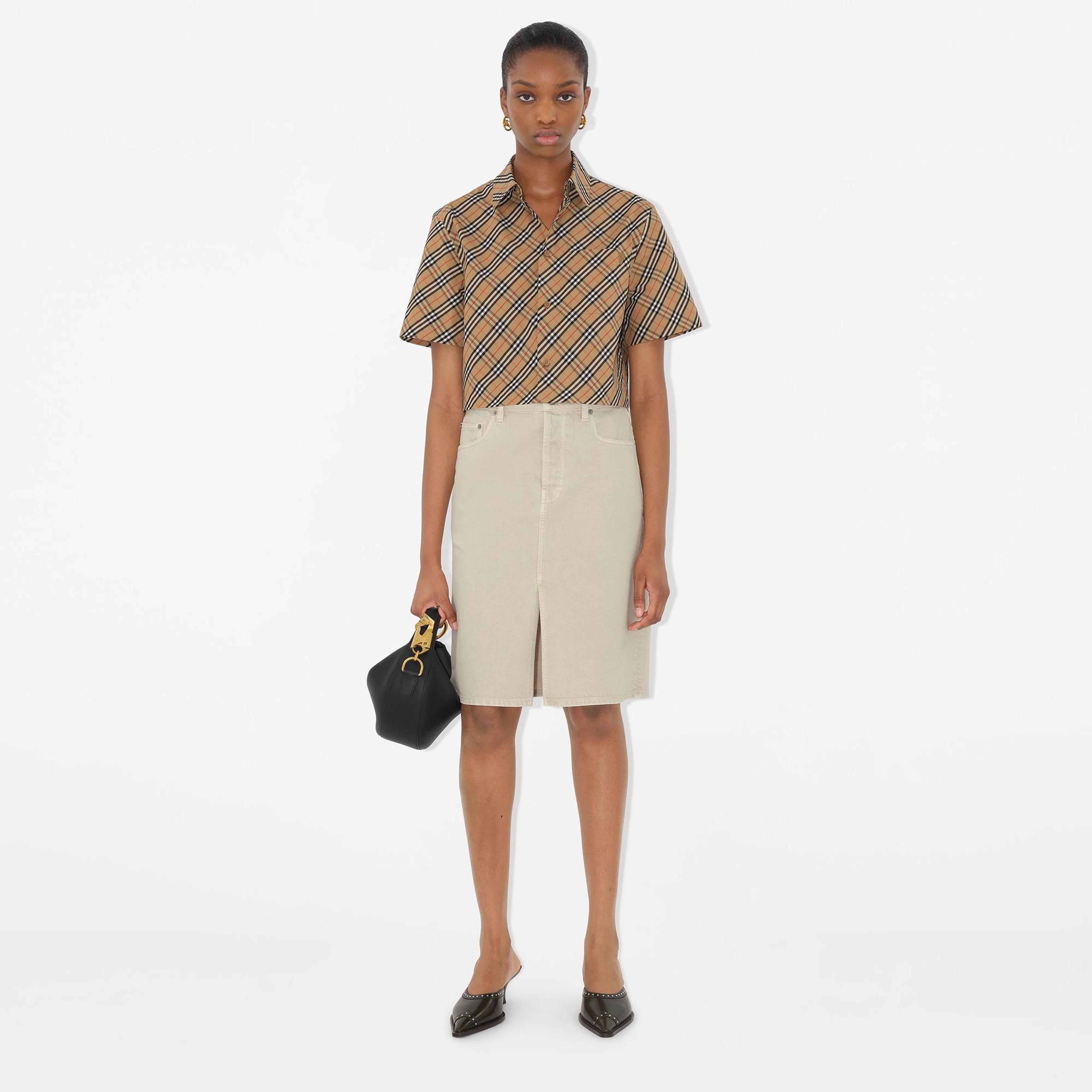 Burberry Tec Cropped Cotton Kadın Bej Gömlek