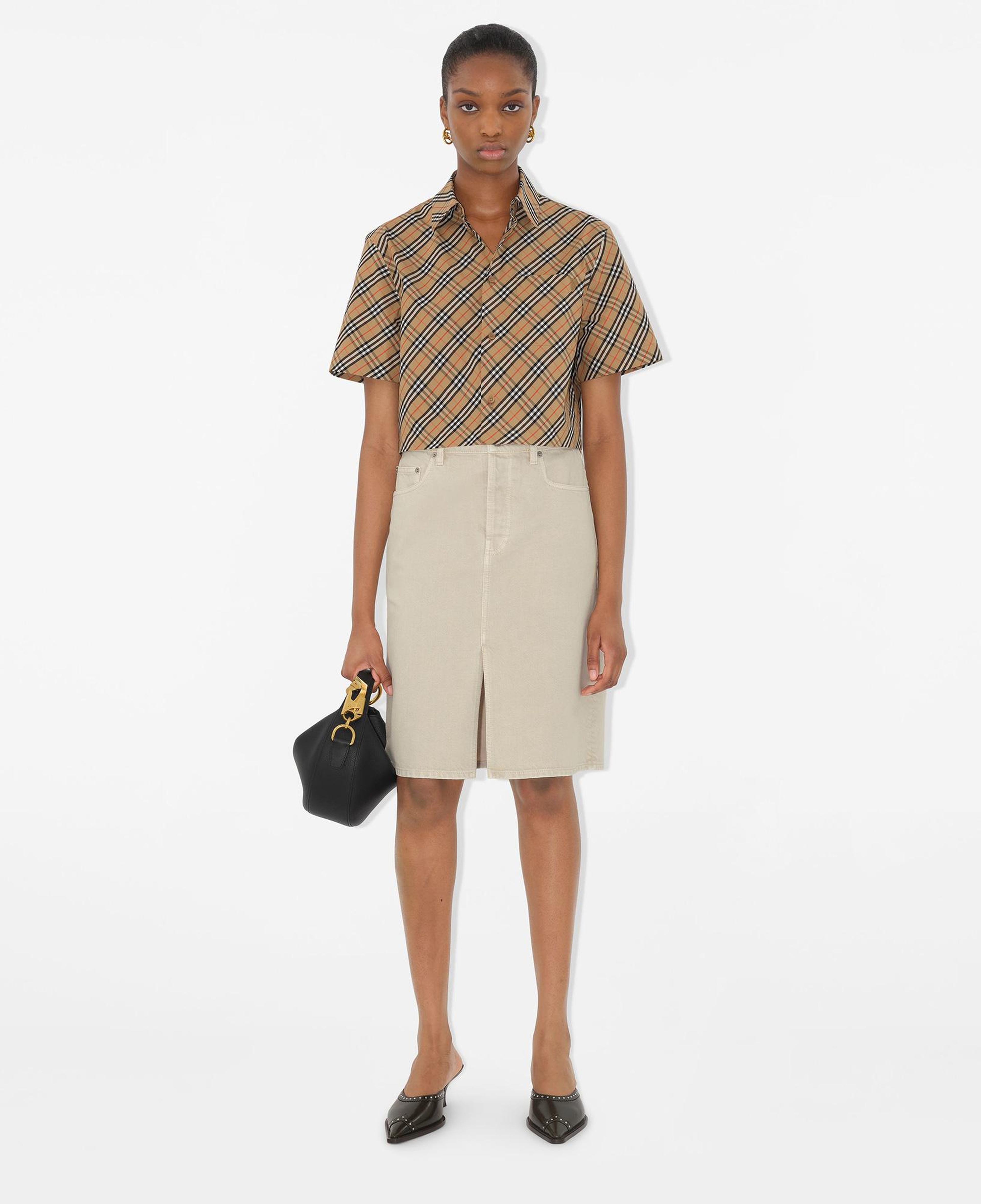 Burberry Tec Cropped Cotton Kadın Bej Gömlek