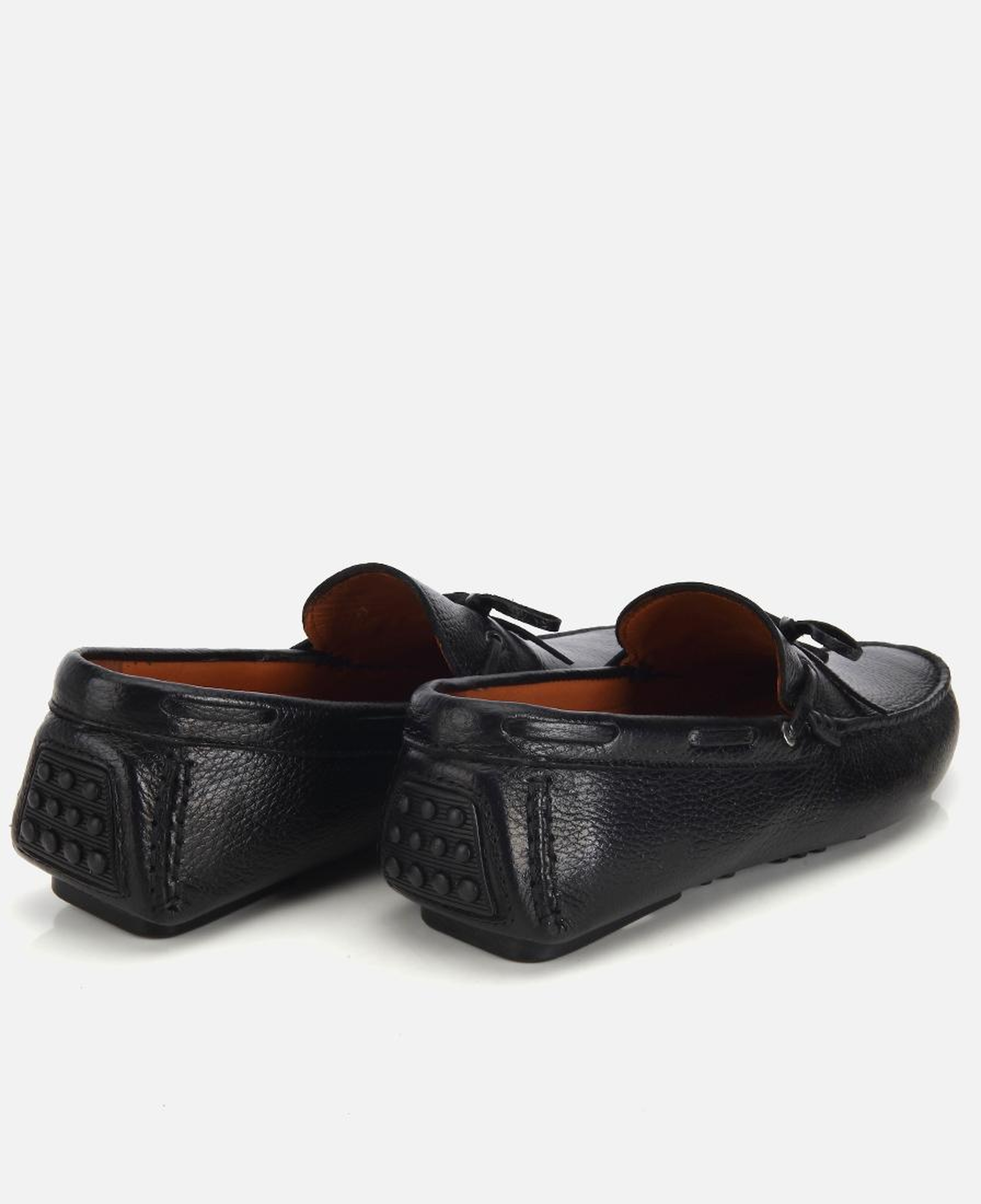 Erkek Deri Siyah Fiyonk Detaylı Günlük Loafer