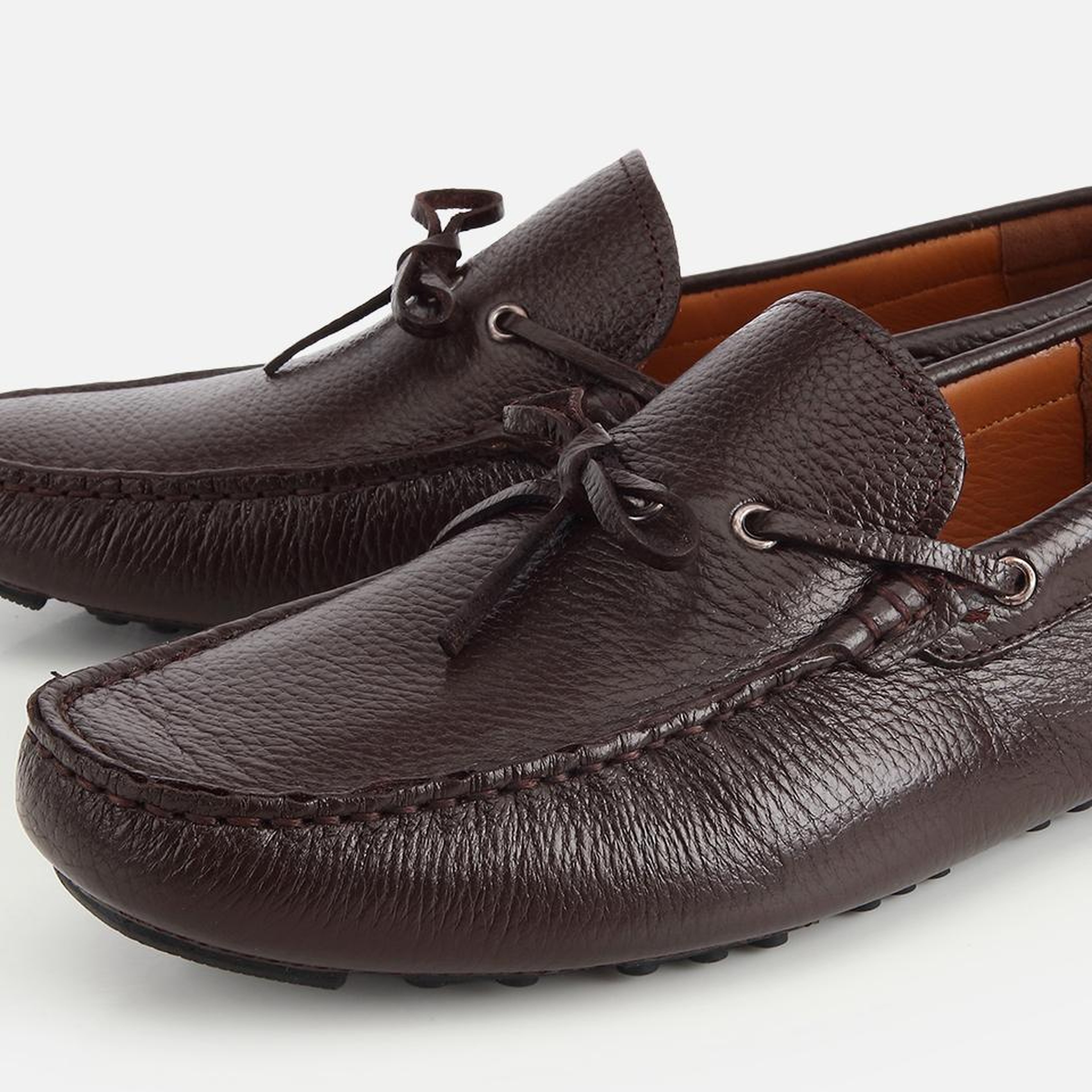 Erkek Deri Kahverengi Fiyonk Detaylı Günlük Loafer
