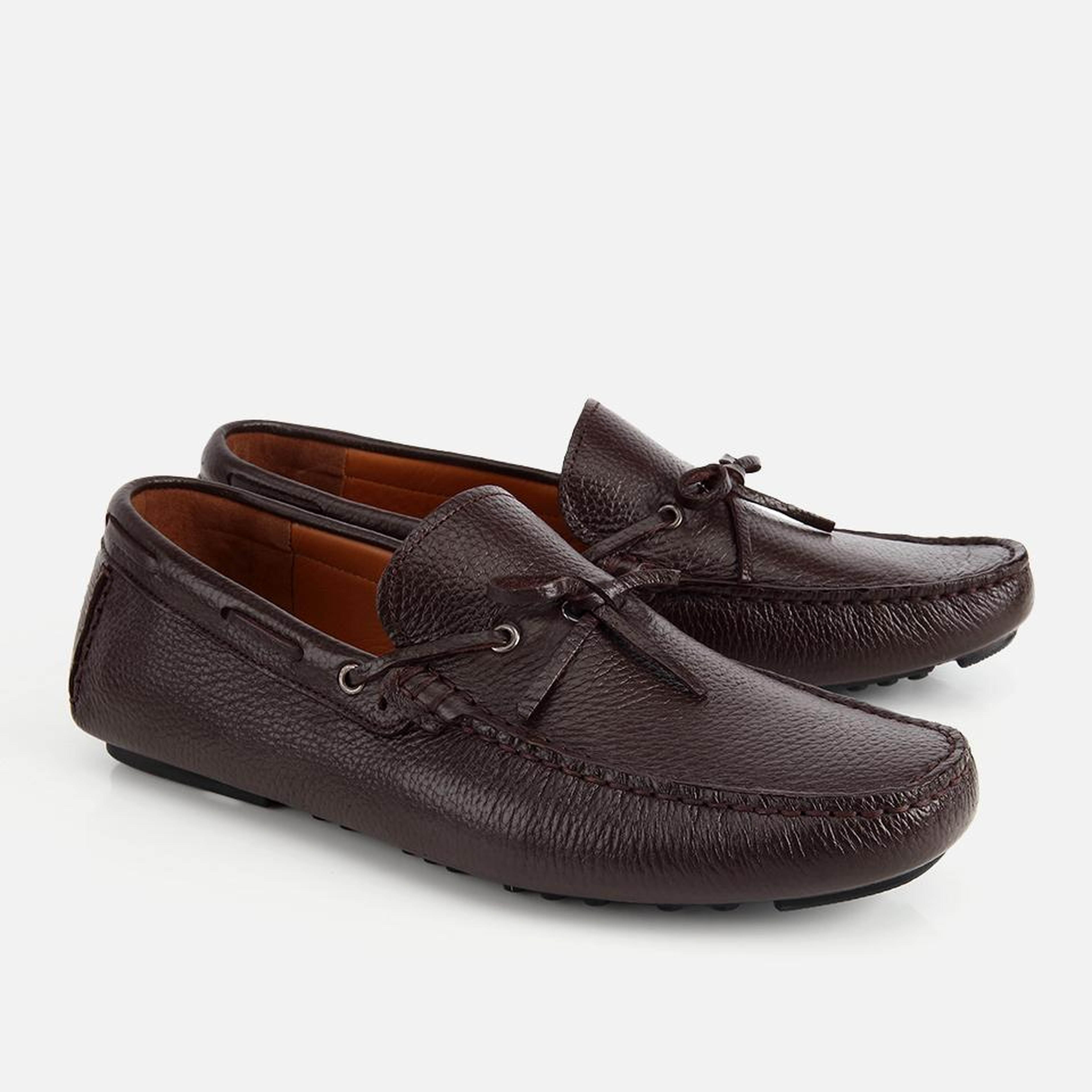 Erkek Deri Kahverengi Fiyonk Detaylı Günlük Loafer