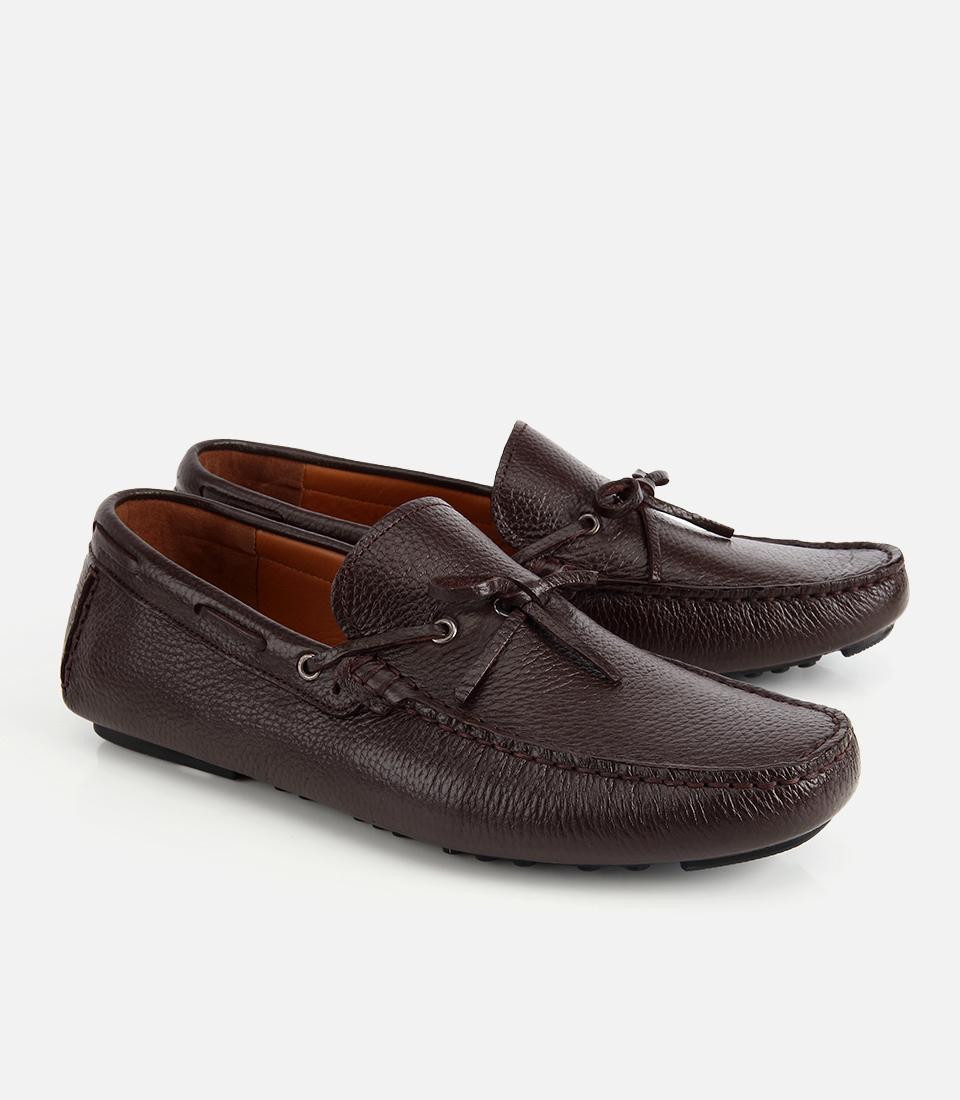 Erkek Deri Kahverengi Fiyonk Detaylı Günlük Loafer