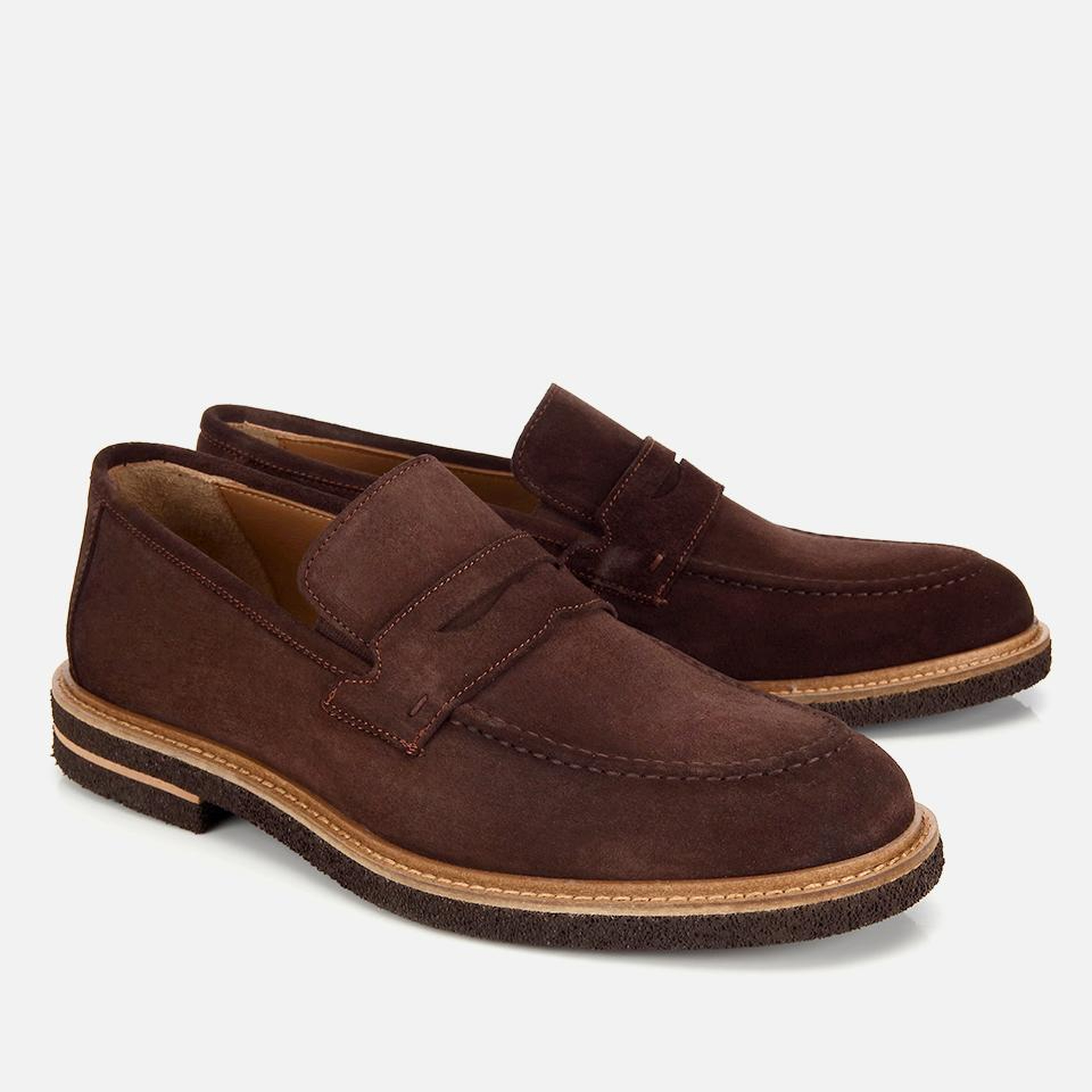 Erkek Süet Deri Kahverengi Klasik Loafer