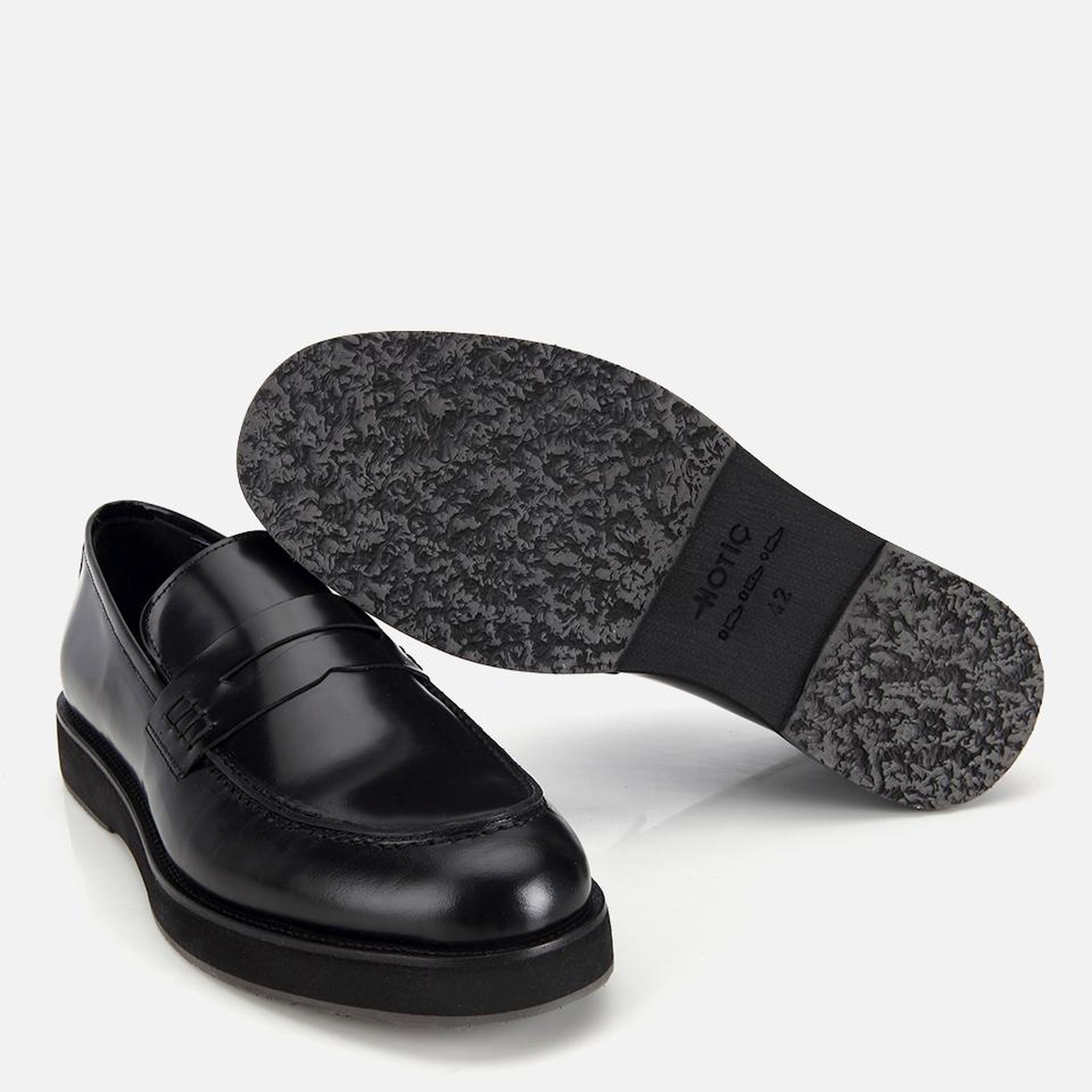 Erkek Açma Deri Siyah Kalın Tabanlı Klasik Loafer