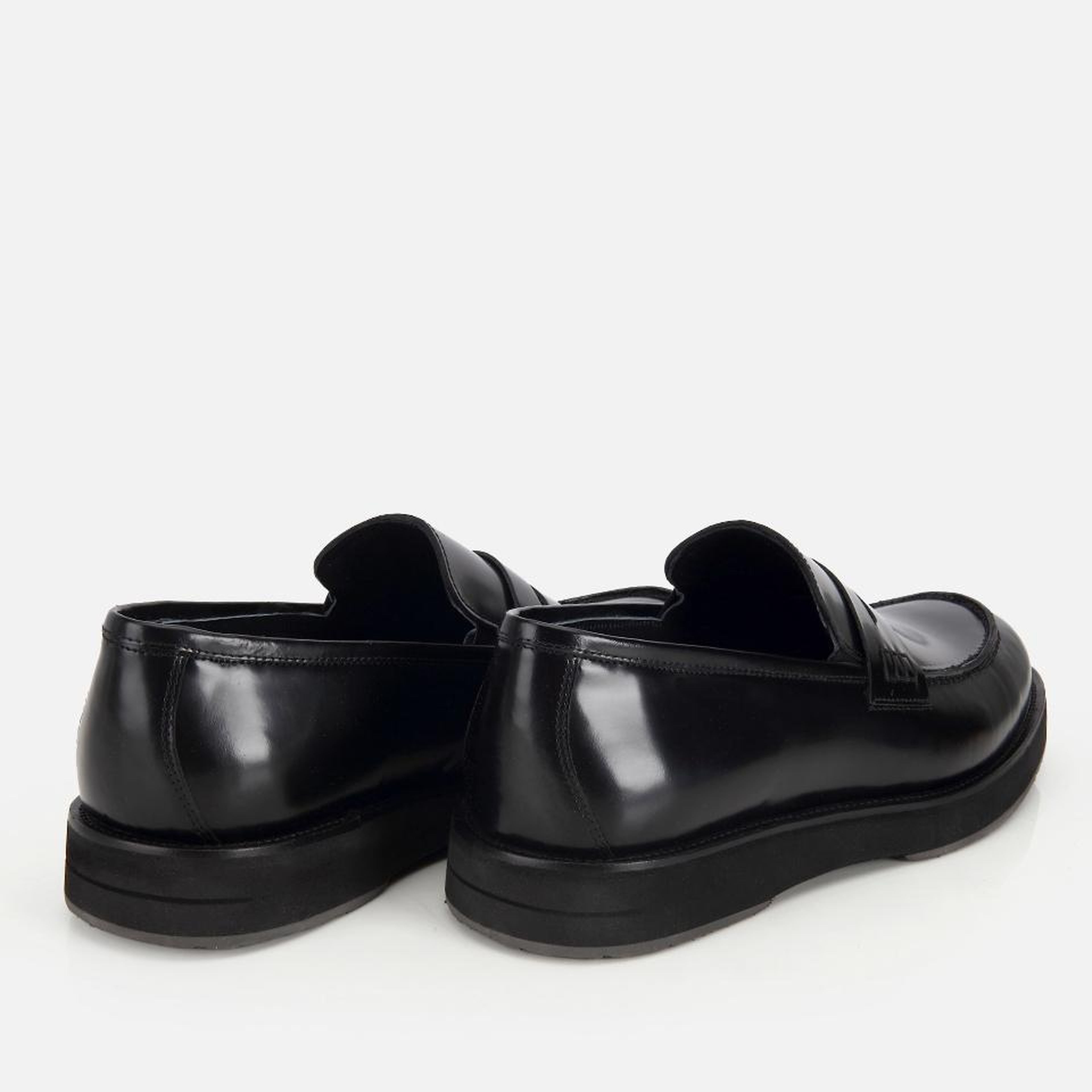 Erkek Açma Deri Siyah Kalın Tabanlı Klasik Loafer