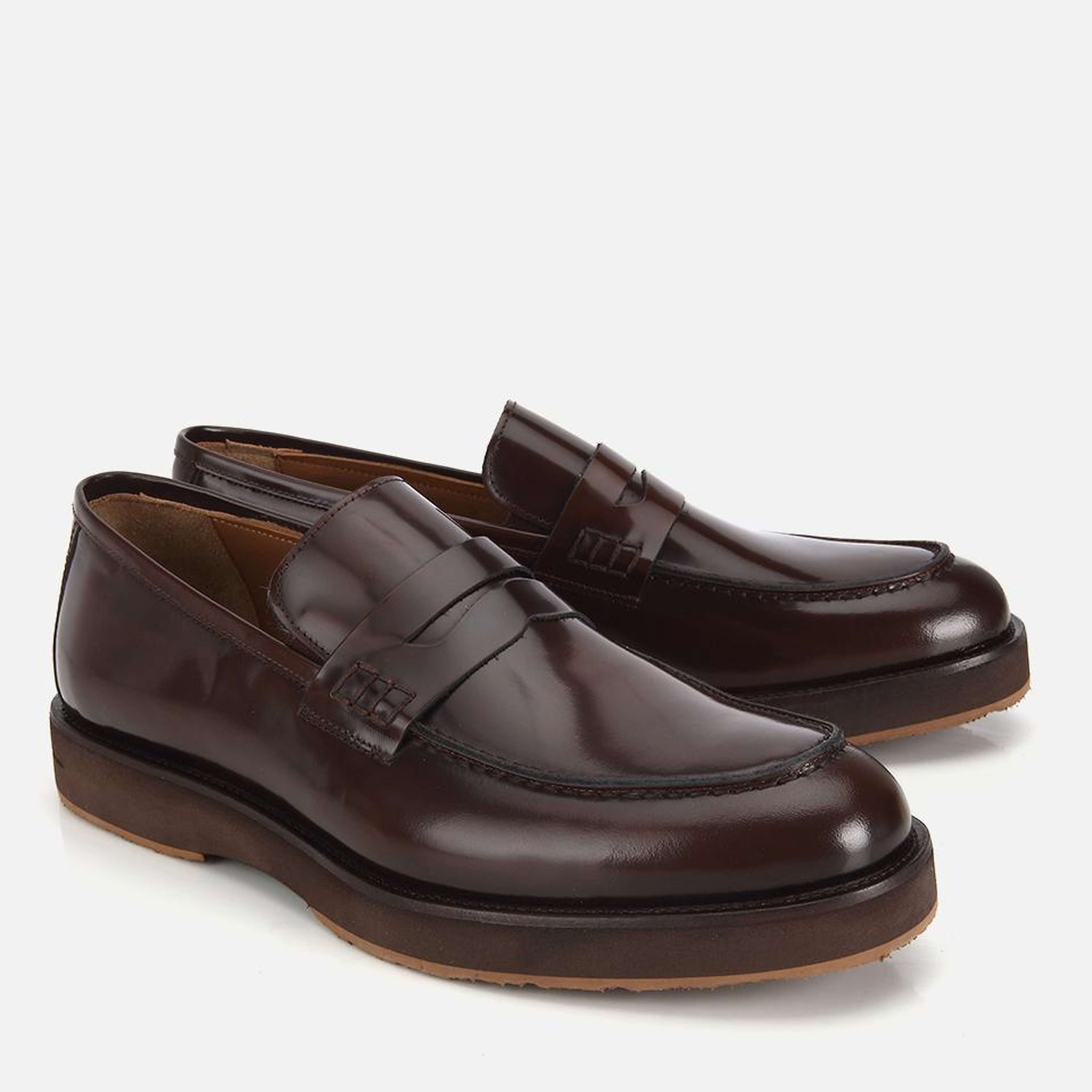 Erkek Açma Deri Kahverengi Kalın Tabanlı Klasik Loafer
