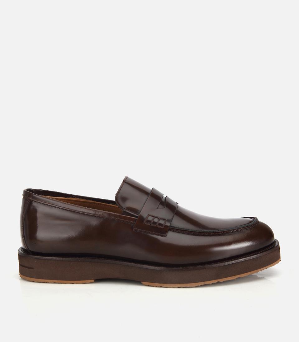 Erkek Açma Deri Kahverengi Kalın Tabanlı Klasik Loafer