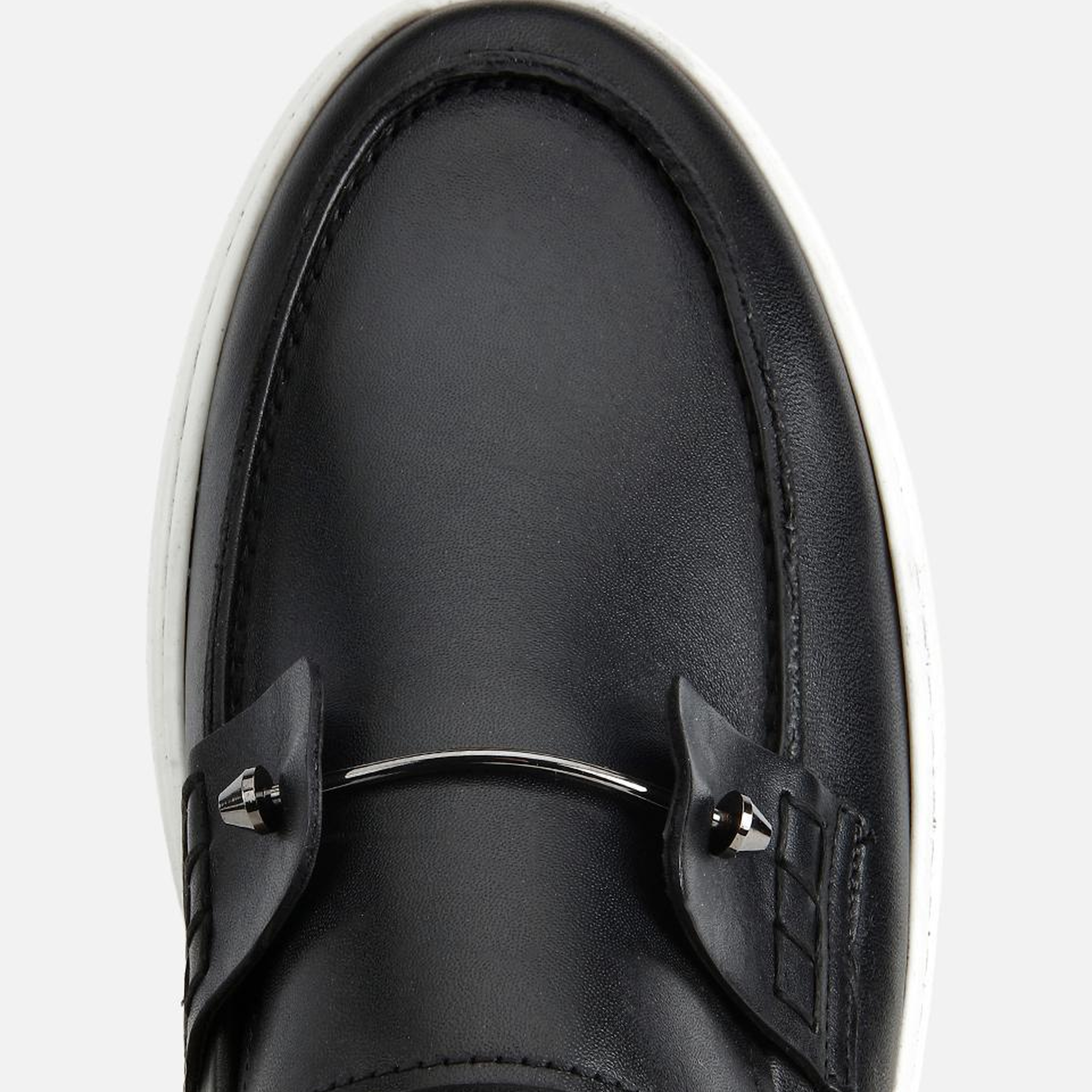 Erkek Deri Siyah Metal Detaylı Günlük Loafer