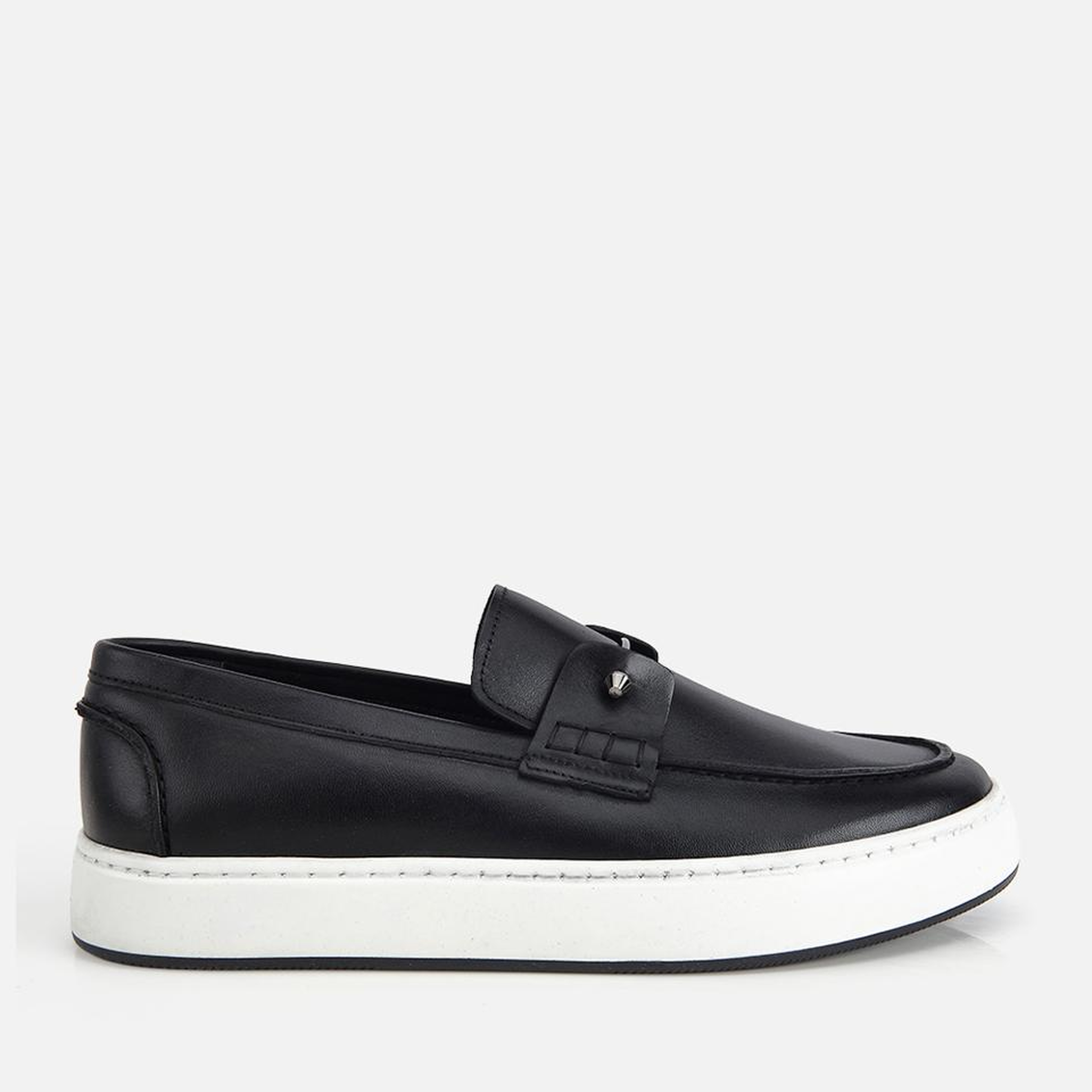 Erkek Deri Siyah Metal Detaylı Günlük Loafer