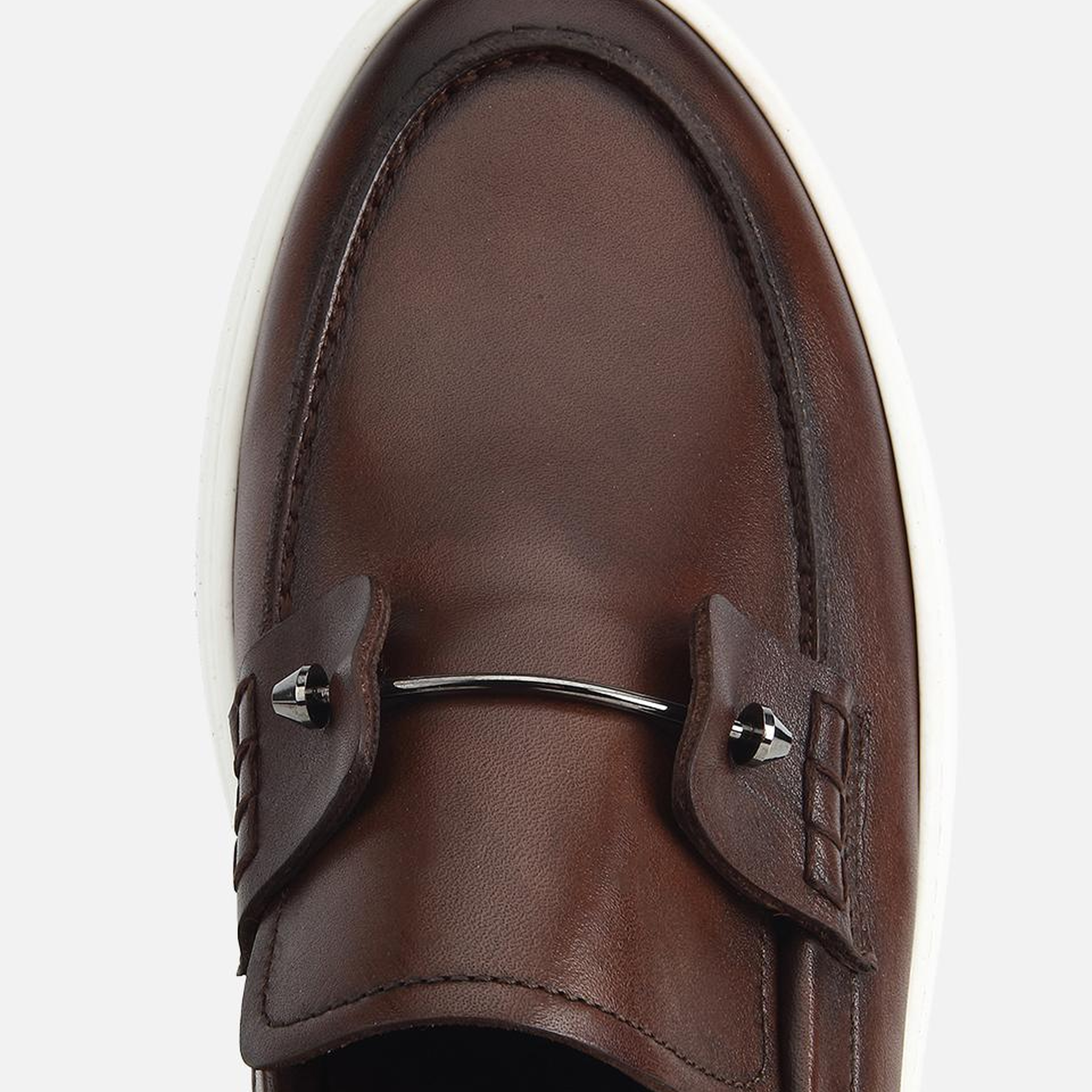 Erkek Deri Kahverengi Metal Detaylı Günlük Loafer