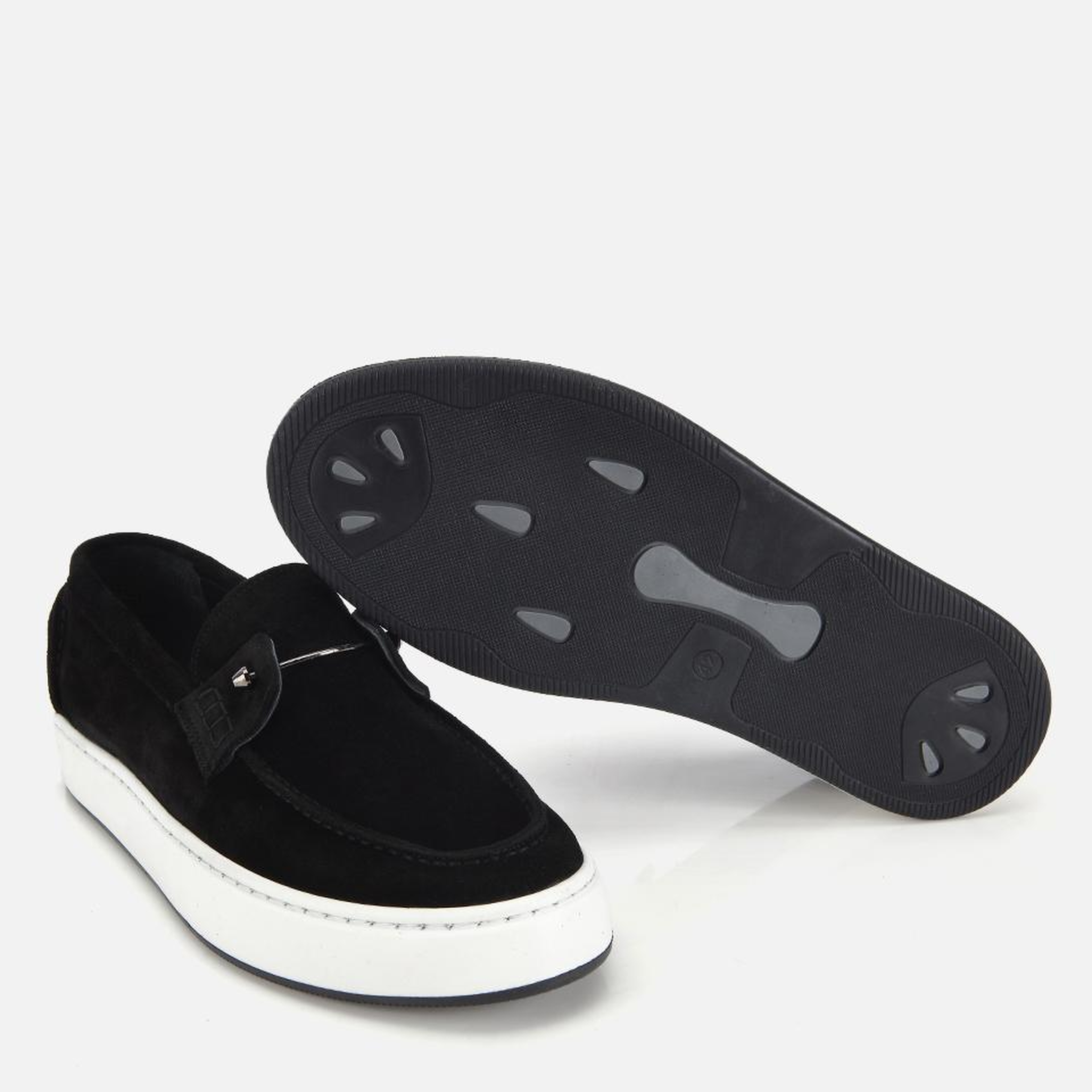Erkek Deri Süet Siyah Metal Detaylı Günlük Loafer