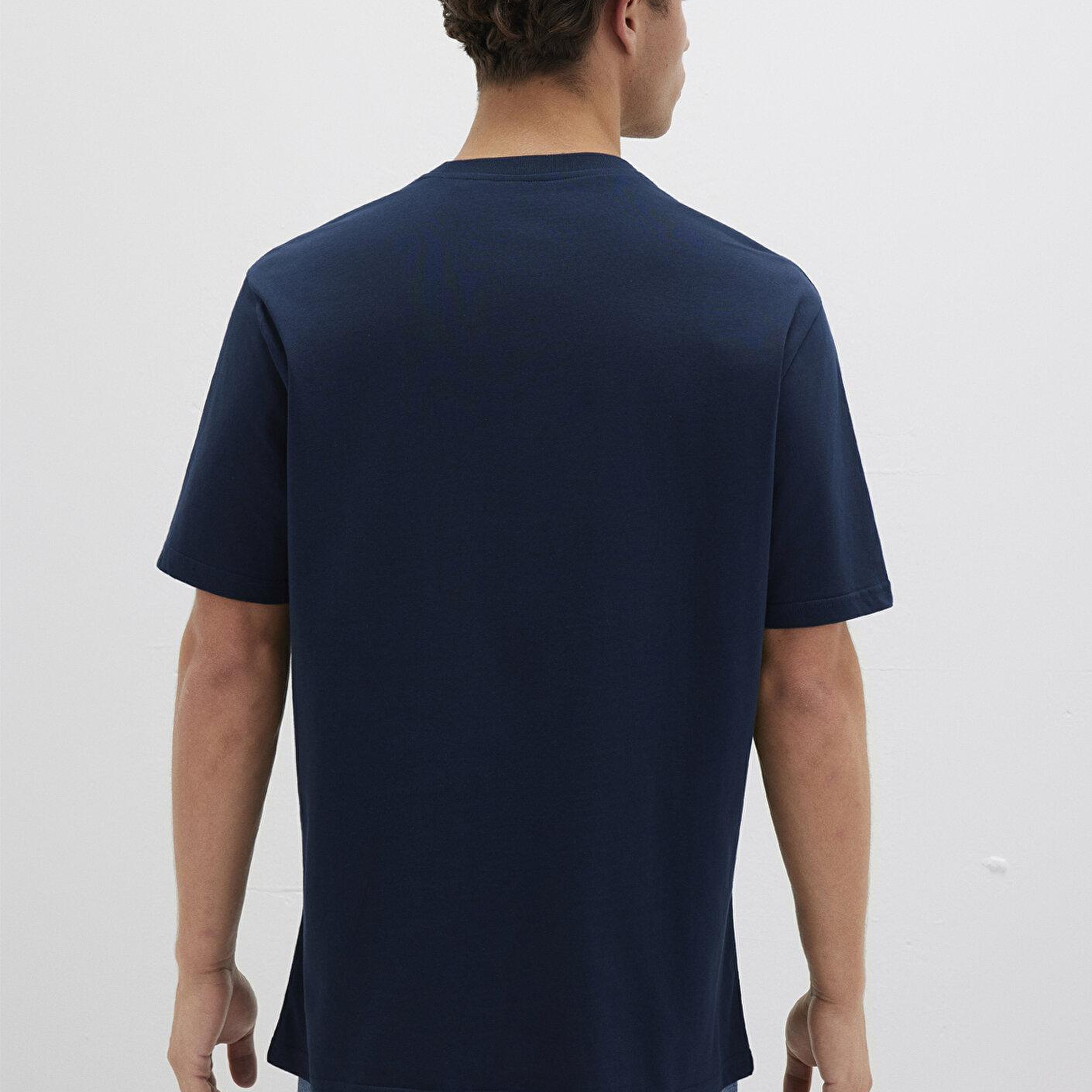 Mavi İstanbul Baskılı Lacivert Tişört Loose Fit / Bol Rahat Kesim 0611881-70490