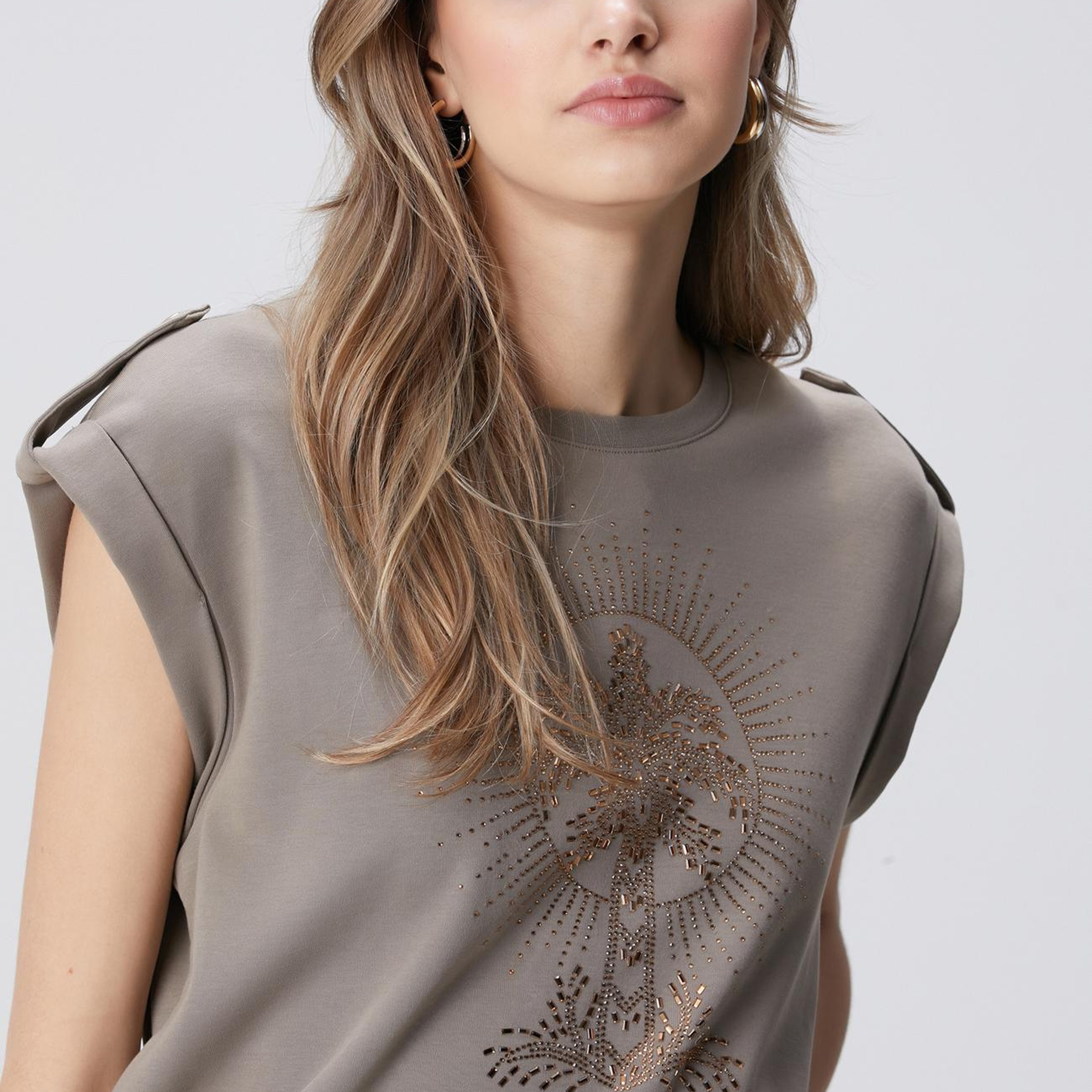 Network Kadın Vizon Taş Detaylı T-shirt