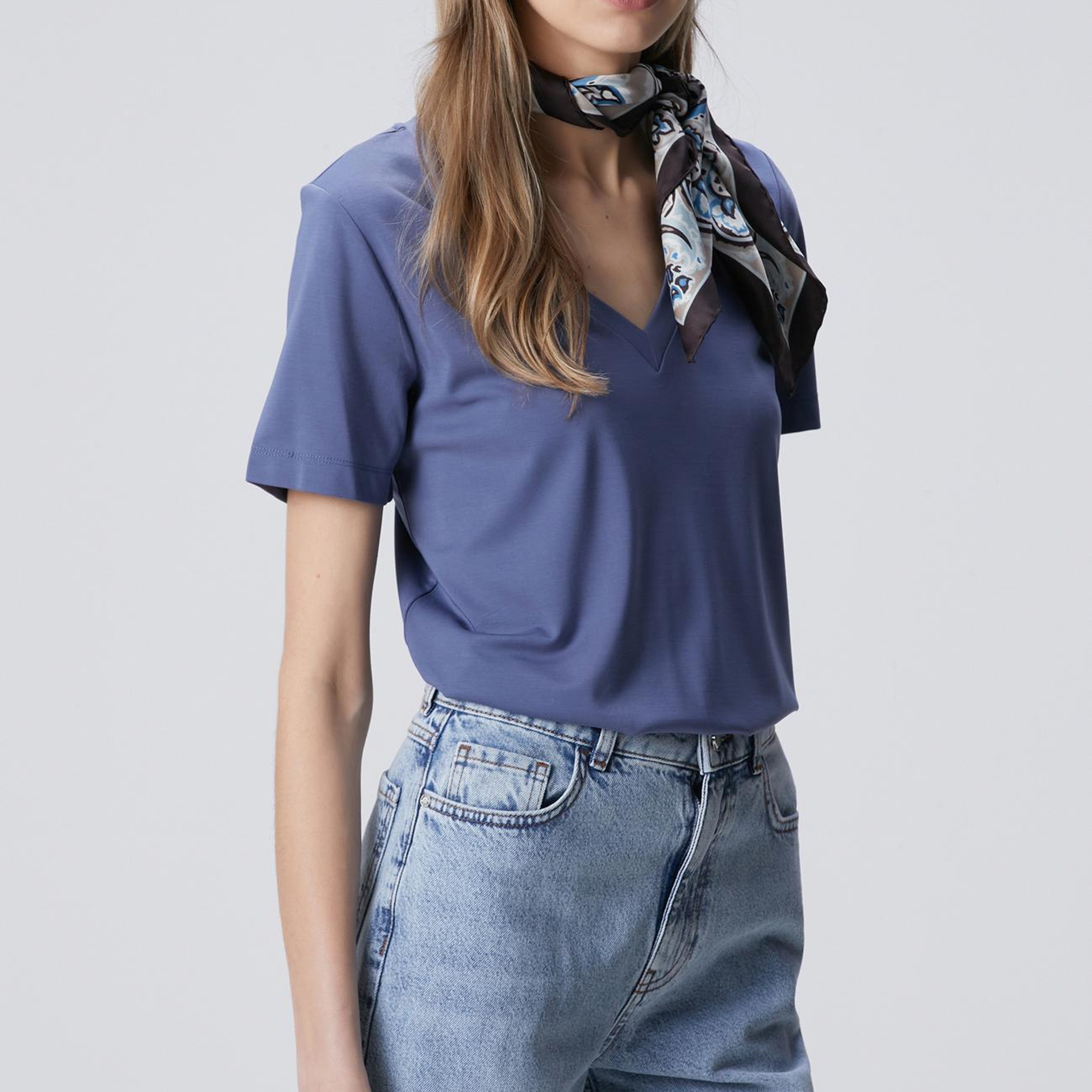Network Kadın Mavi Basic T-shirt