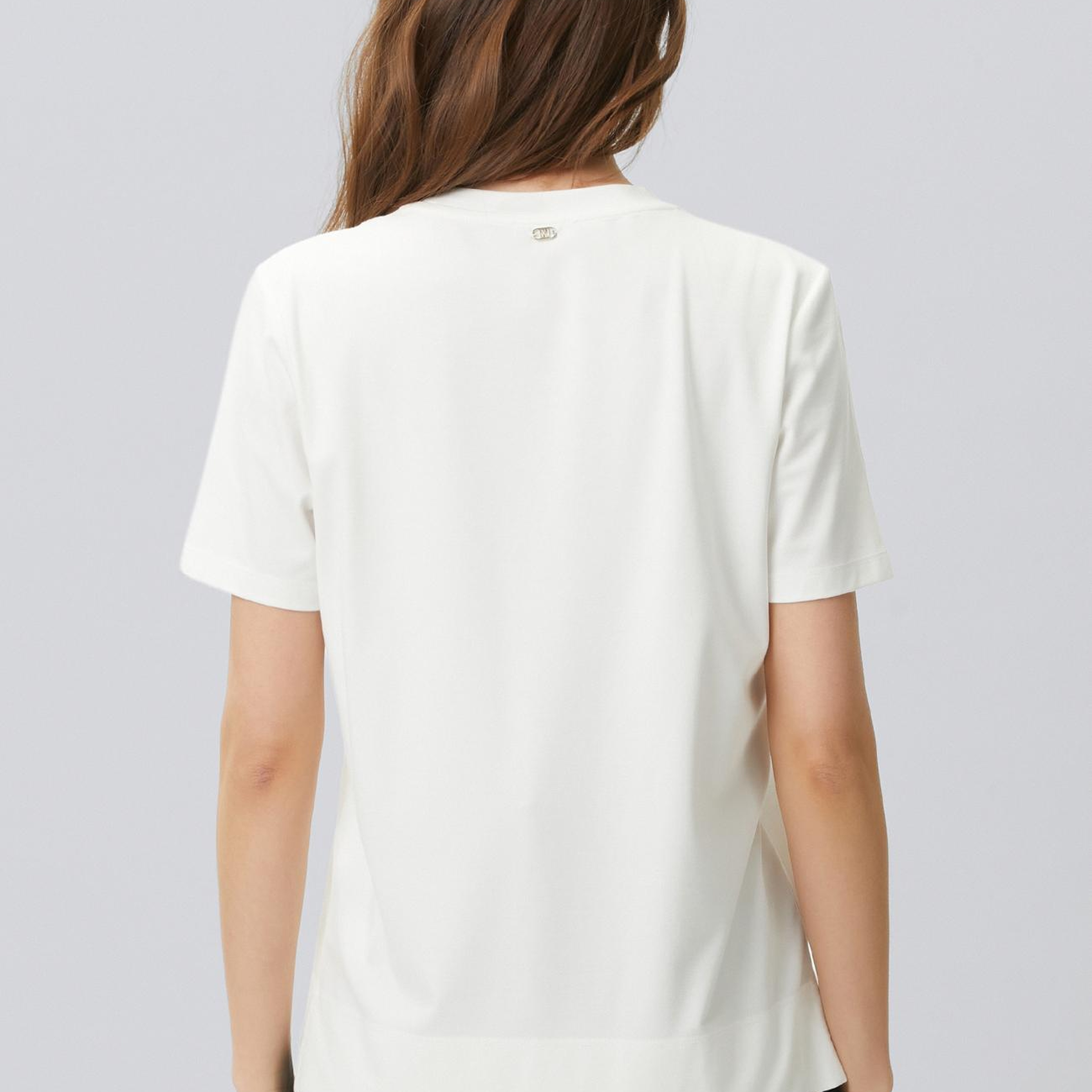 Network Kadın Beyaz Bisiklet Yaka Basic T-shirt