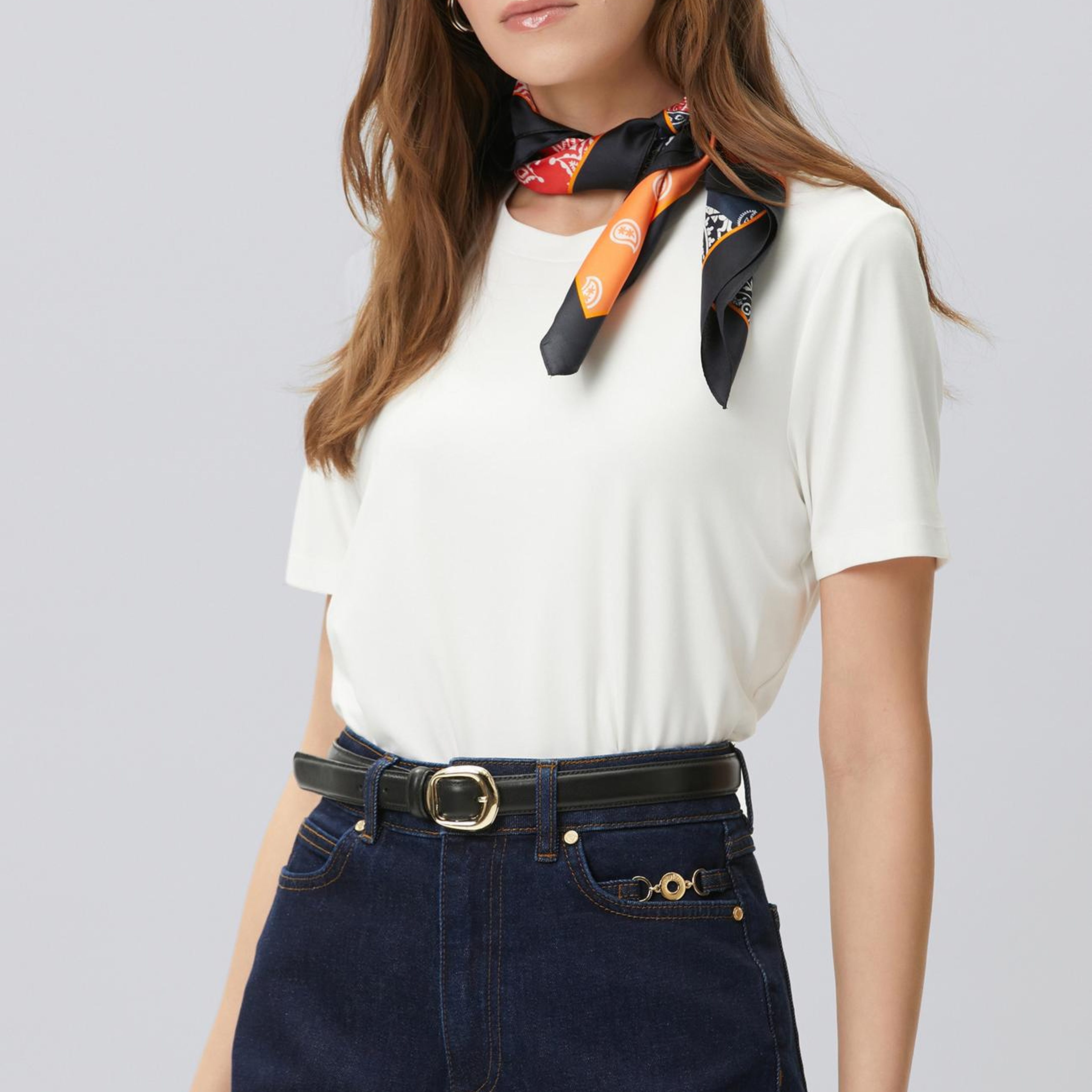 Network Kadın Beyaz Bisiklet Yaka Basic T-shirt