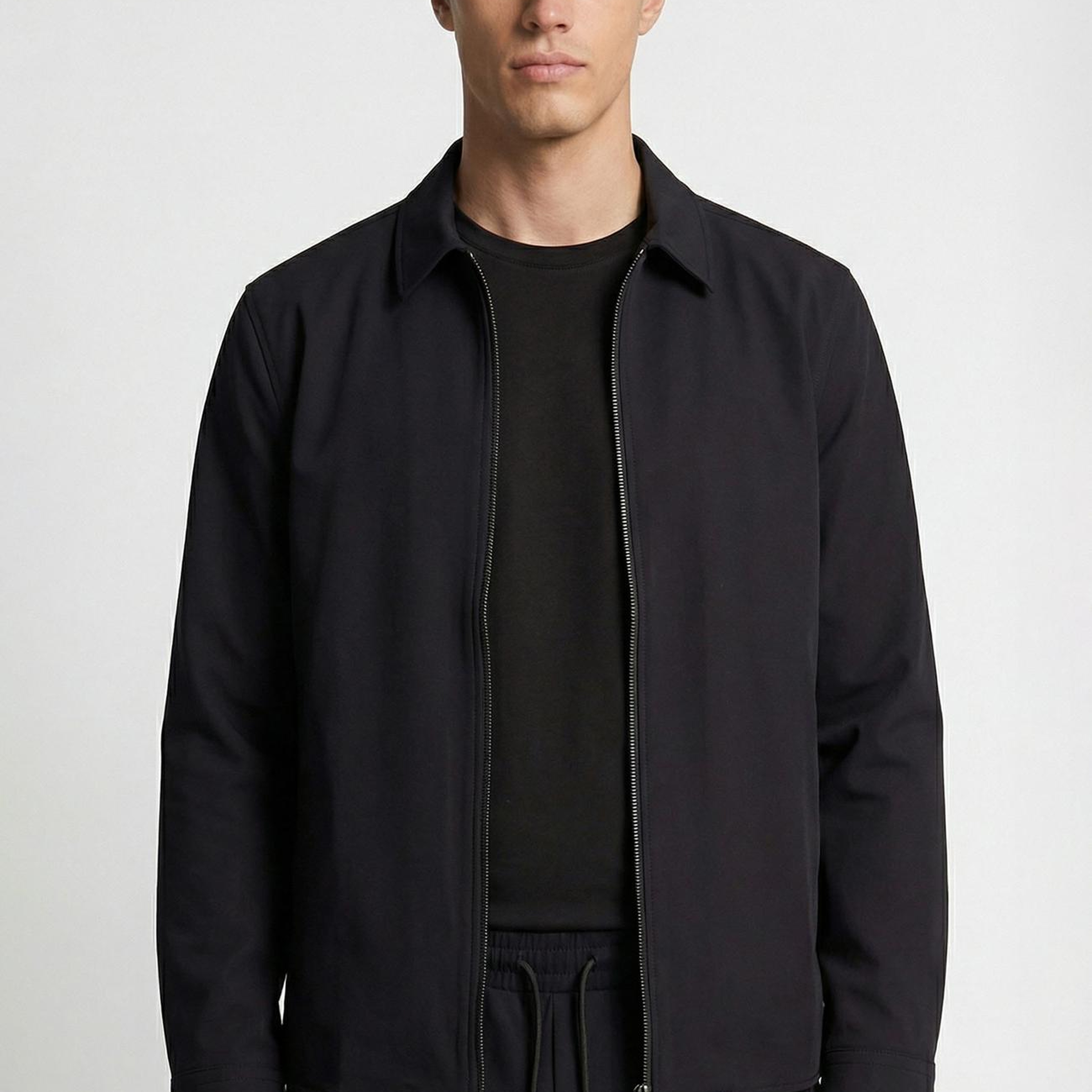 Network Erkek Siyah Slim Fit Cep Detaylı Dış Gömlek