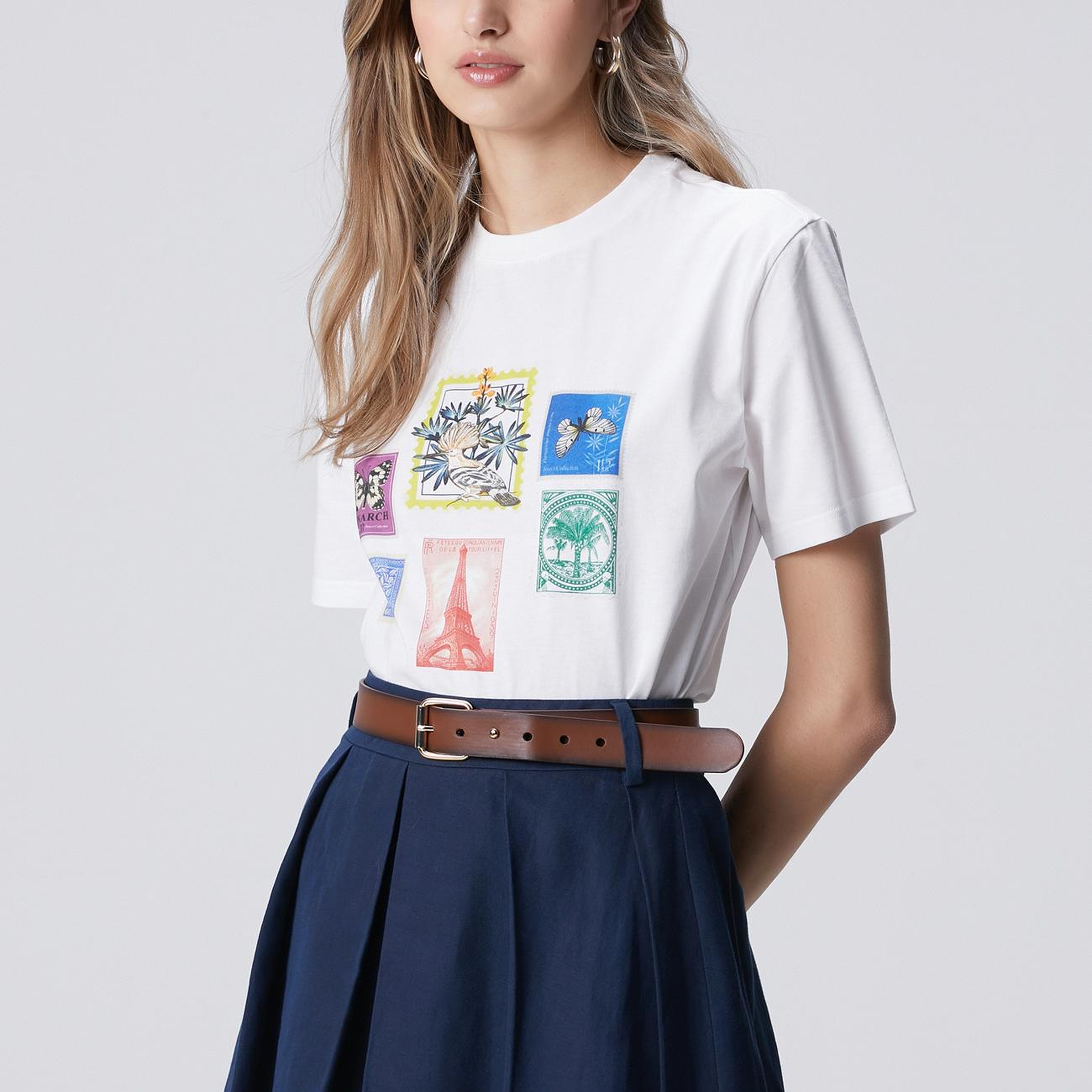 Network Kadın N-Tech Kırık Beyaz Baskılı T-shirt