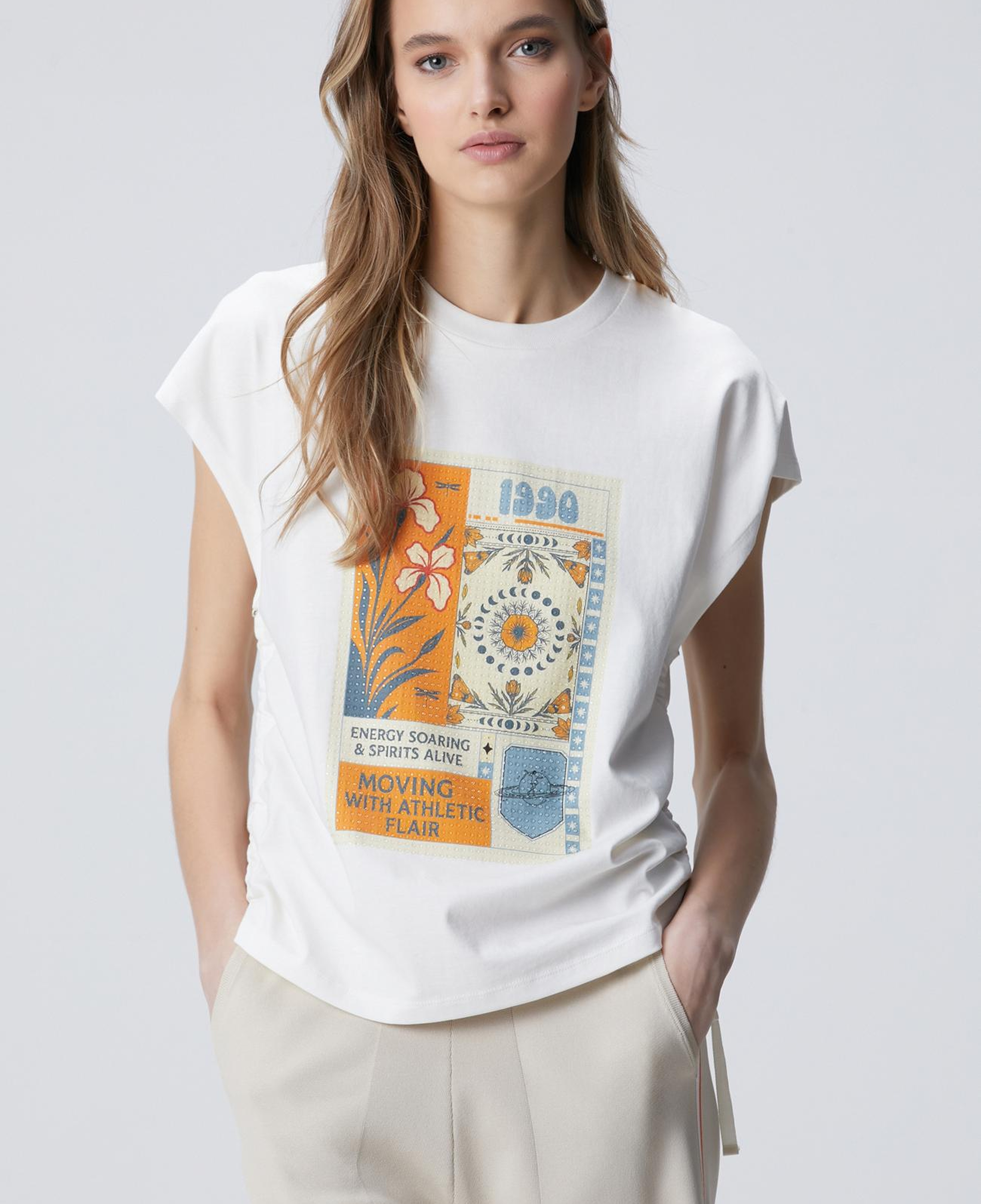 Network Kadın Kırık Beyaz N-Tech Baskılı T-shirt